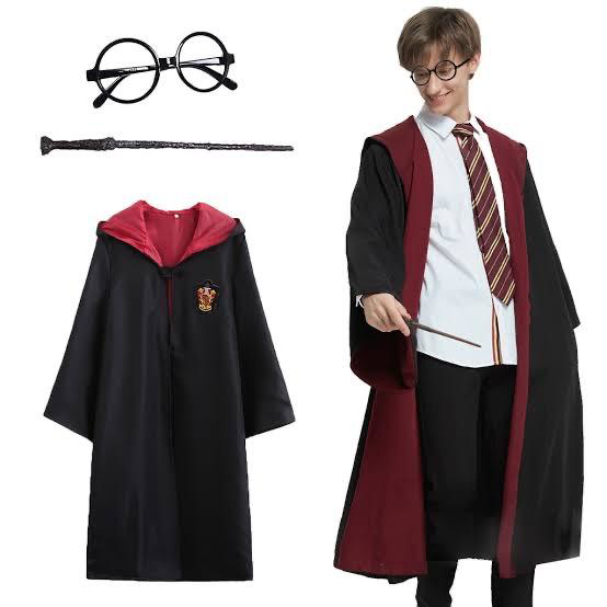 Harry Potter Gryffindor Kapişonlu Çocuk Kostüm + Asa + Gözlük Set Harry Potter Gryffindor Kapişonlu Çocuk Kostüm + Asa + Gözlük Set