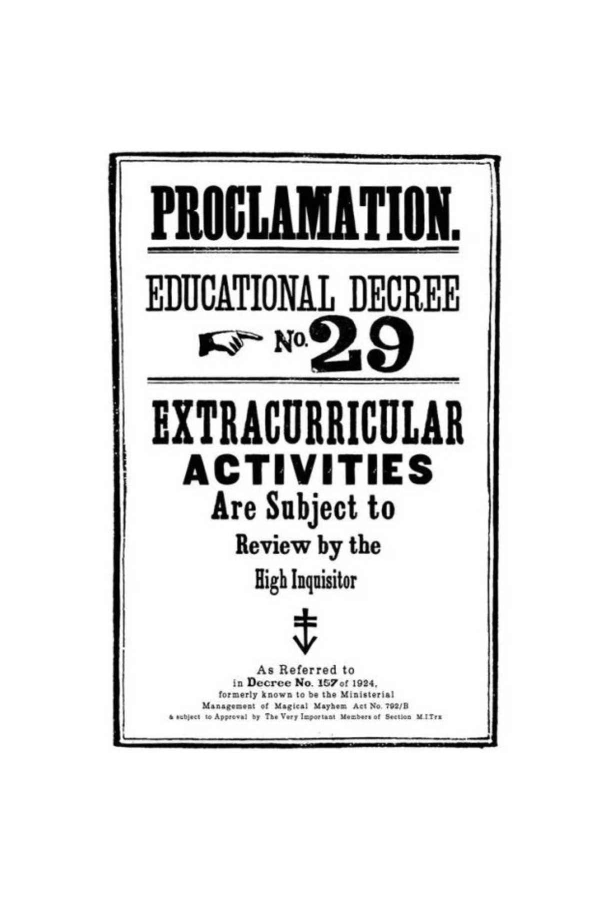 Harry Potter Hogwarts Duvar Posteri Proclamation No 29 50x70 cm