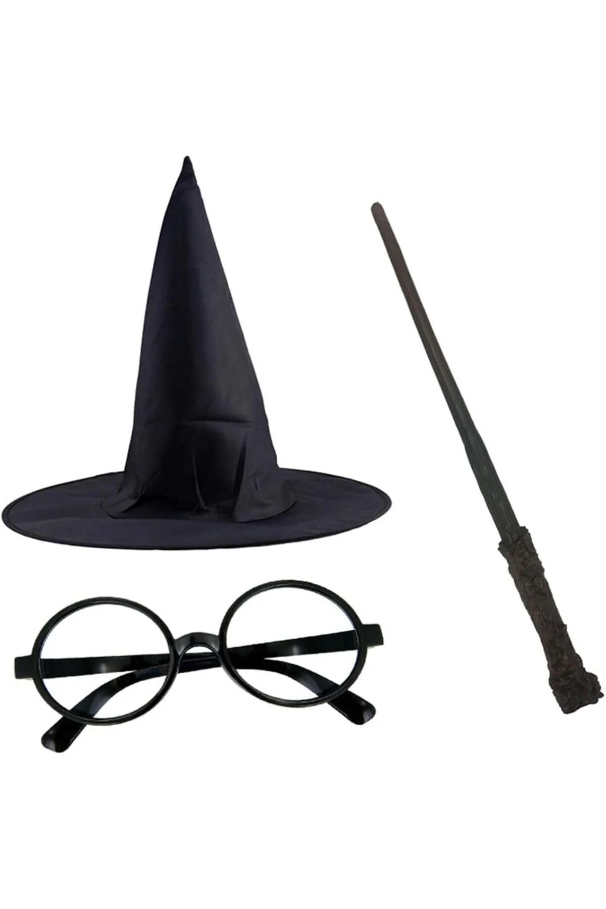 Harry Potter Şapkası Gözlük Ve Asa Cosplay Parti Doğum Günü Cadılar Bayramı Seti 1450
