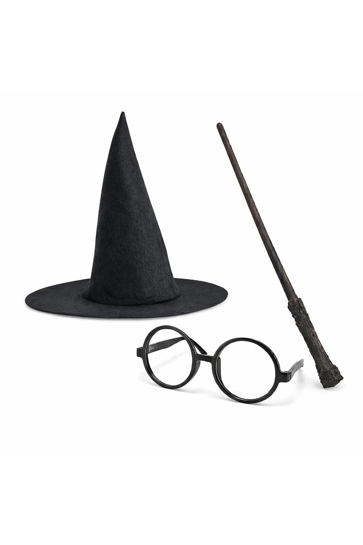 Harry Potter Tarzı Çocuk Seti (Siyah Keçe Şapka, Asa, Gözlük) - Görsel 4