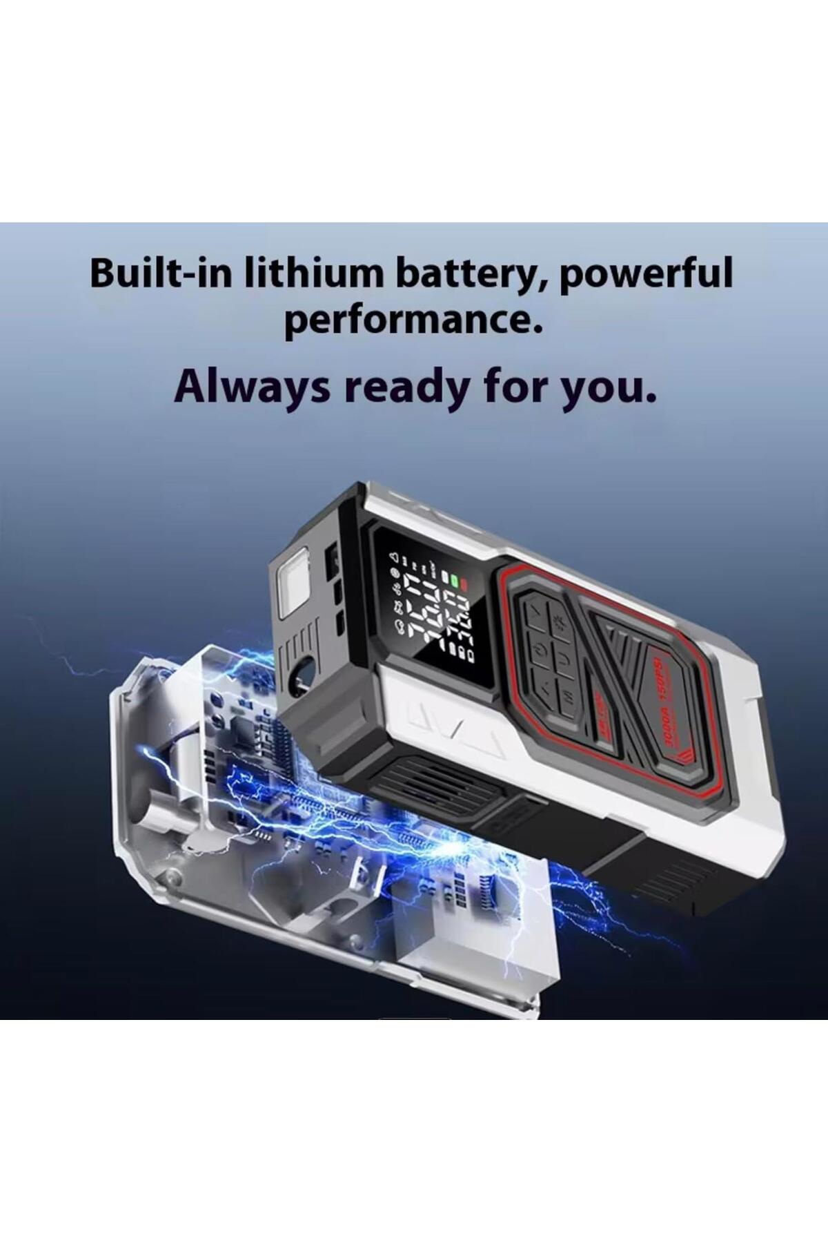 Harvox Akü Takviye Cihazı | 4'ü 1 Arada Powerbank, Hava Kompresör