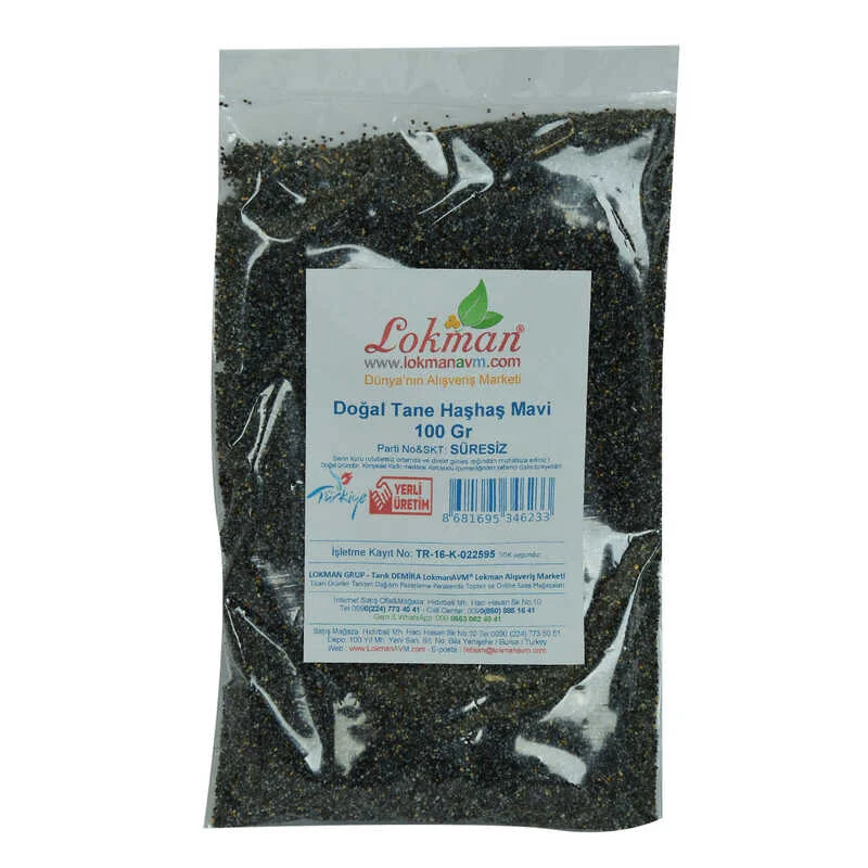 Haşhaş Tohumu Tane Doğal Mavi 100 Gr - Katkısız Baharat