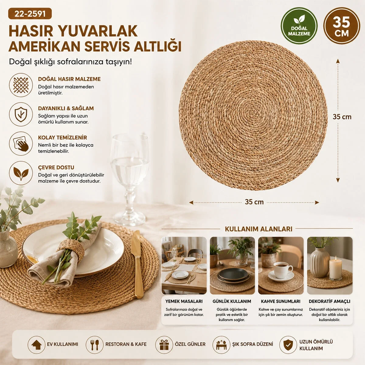 Hasır 31cm Yuvarlak Supla - Amerikan Servis Altı Bx40 Fiyatı, Yorumları ve Özellikleri