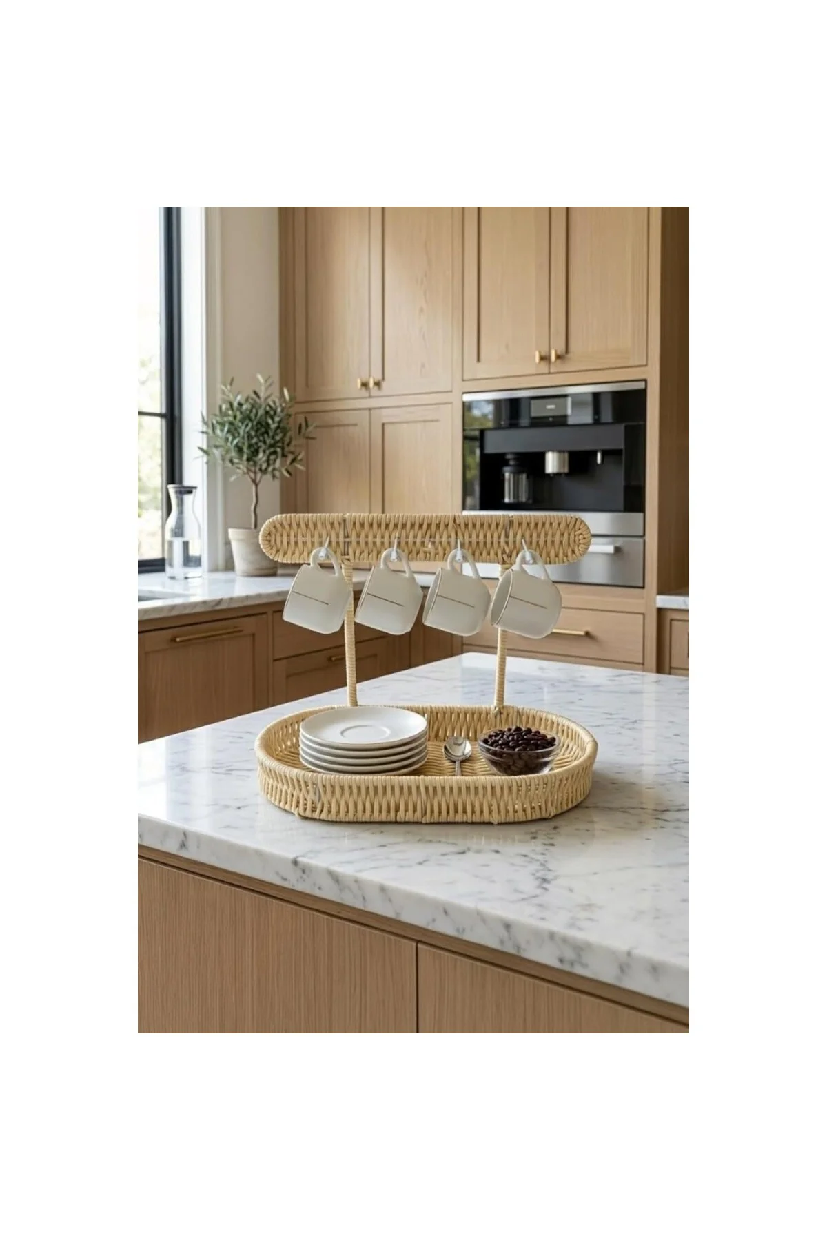 Hasır Askılı Organizer Sepet Krem Krem 25 x 25