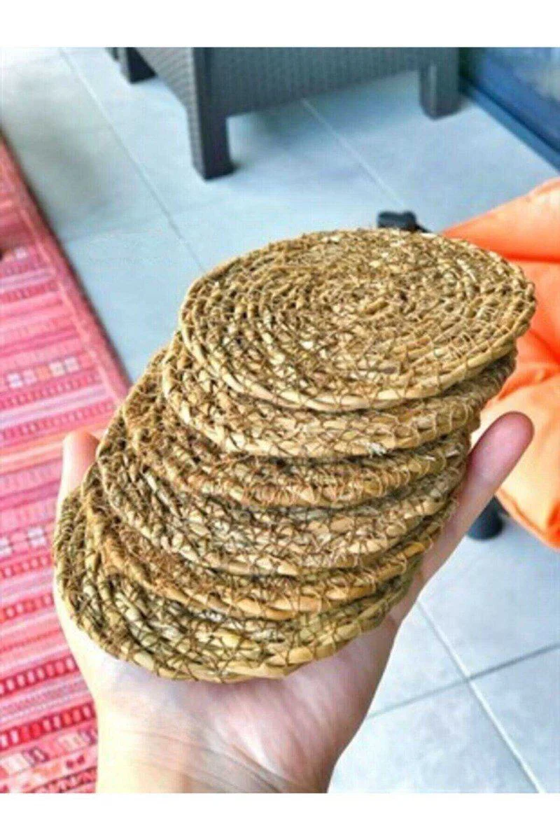 Hasır Bardak Altlığı 6'lı - Doğal Naturel Hasır Masa Koruyucu Fiyatı, Yorumları ve Özellikleri