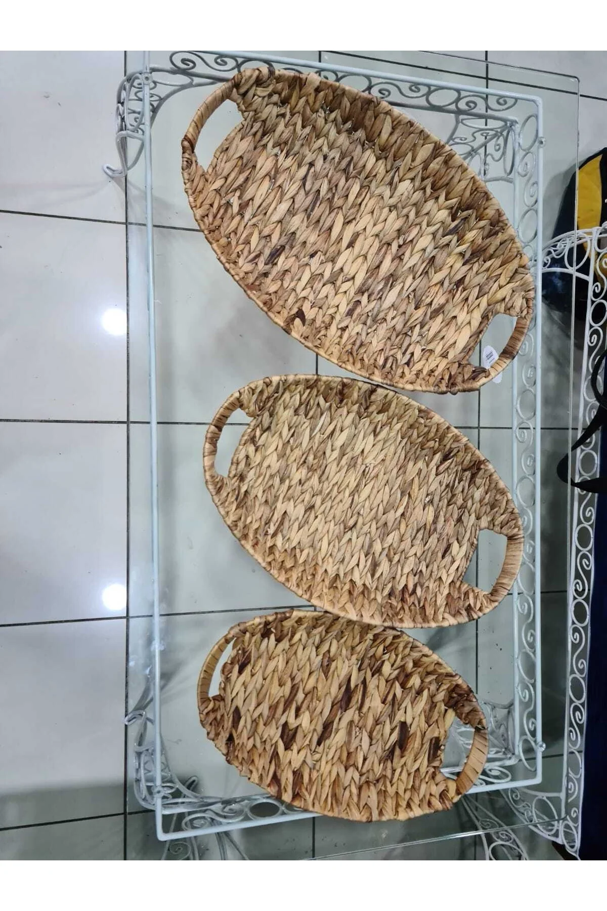 Hasır Elips 3'lü Dekoratif Tepsi