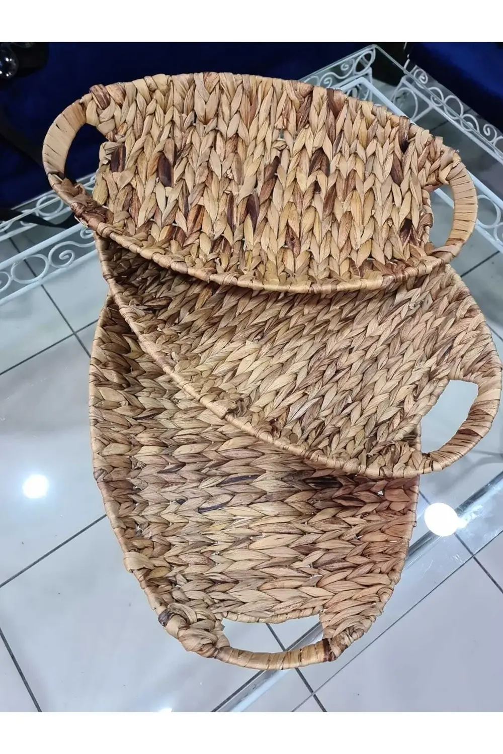 Hasır Elips 3'lü Dekoratif Tepsi