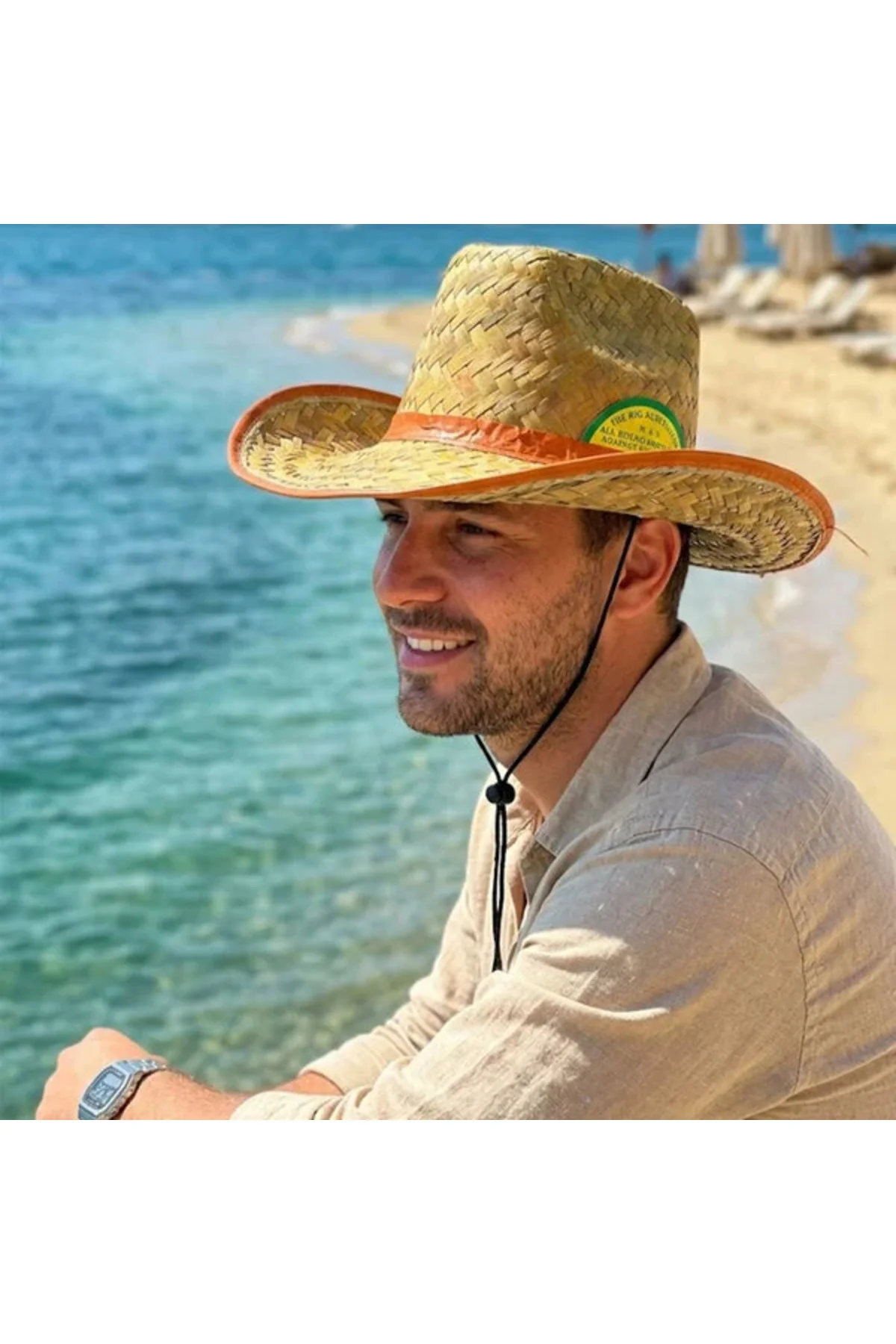 Hasır Erkek Foter Kovboy Şapka Pls.bez Kenar - Kuşak - Görsel 2