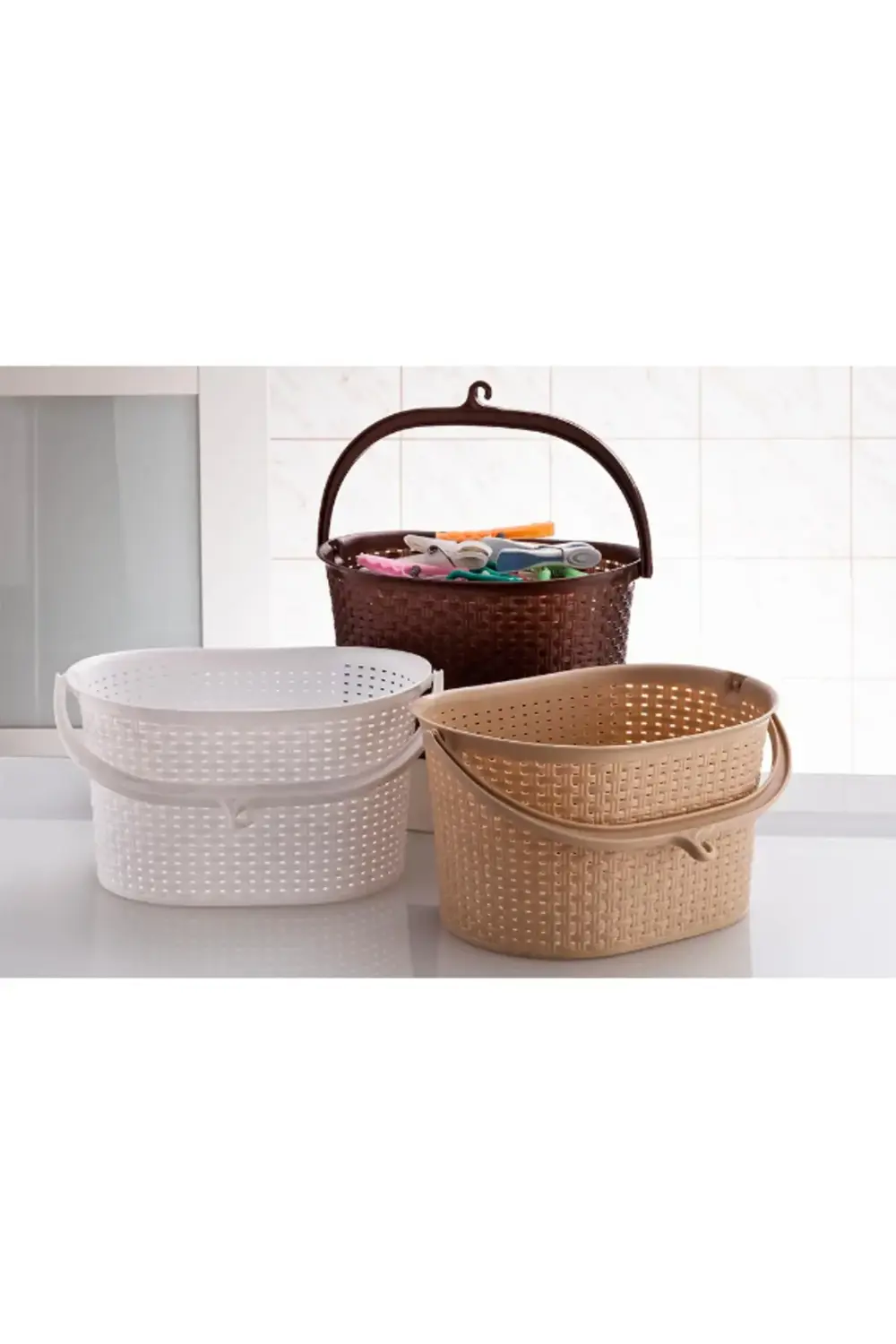 Hasır Görünümlü Mandal Sepeti