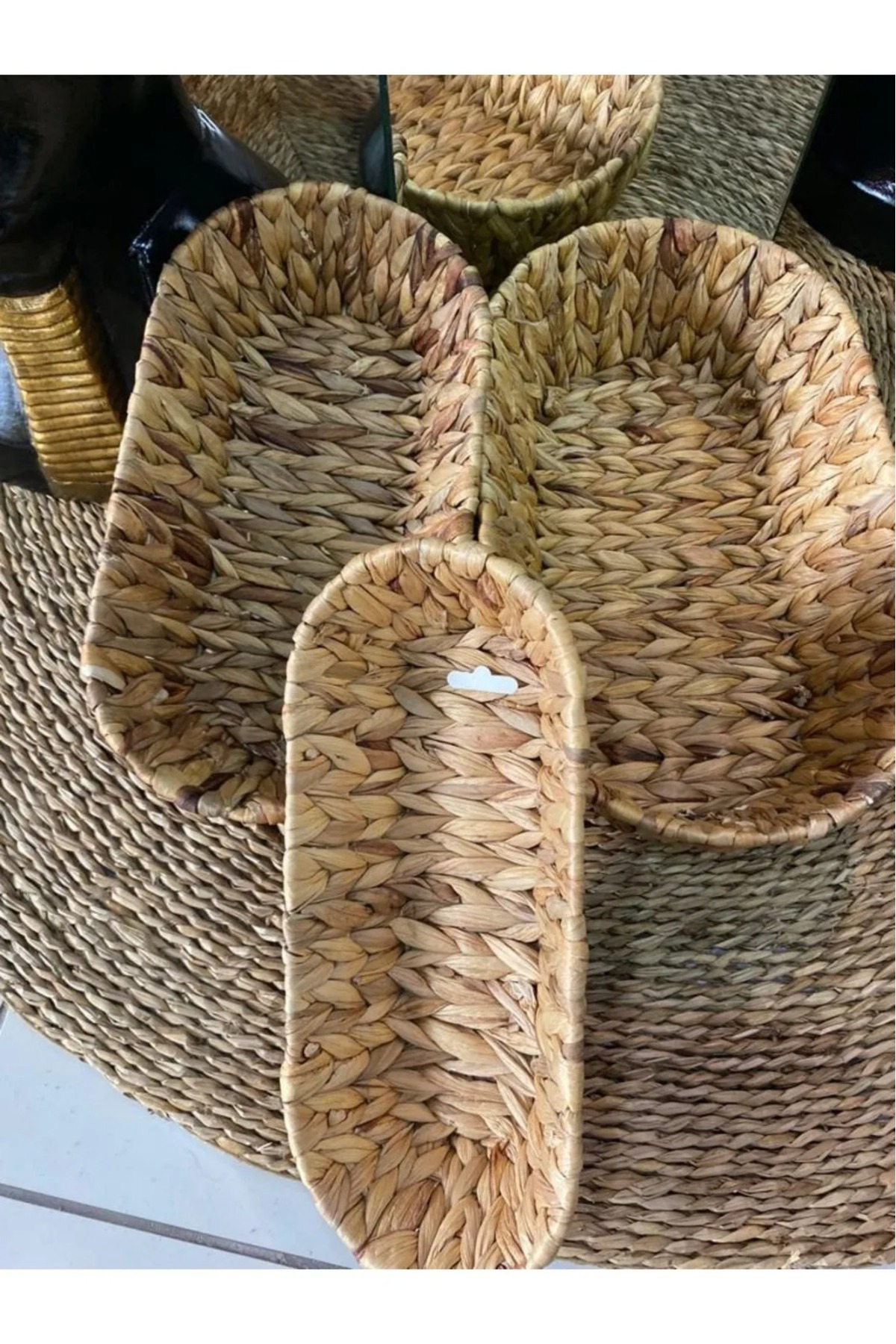 Hasır Oval 3 Lü Sepet