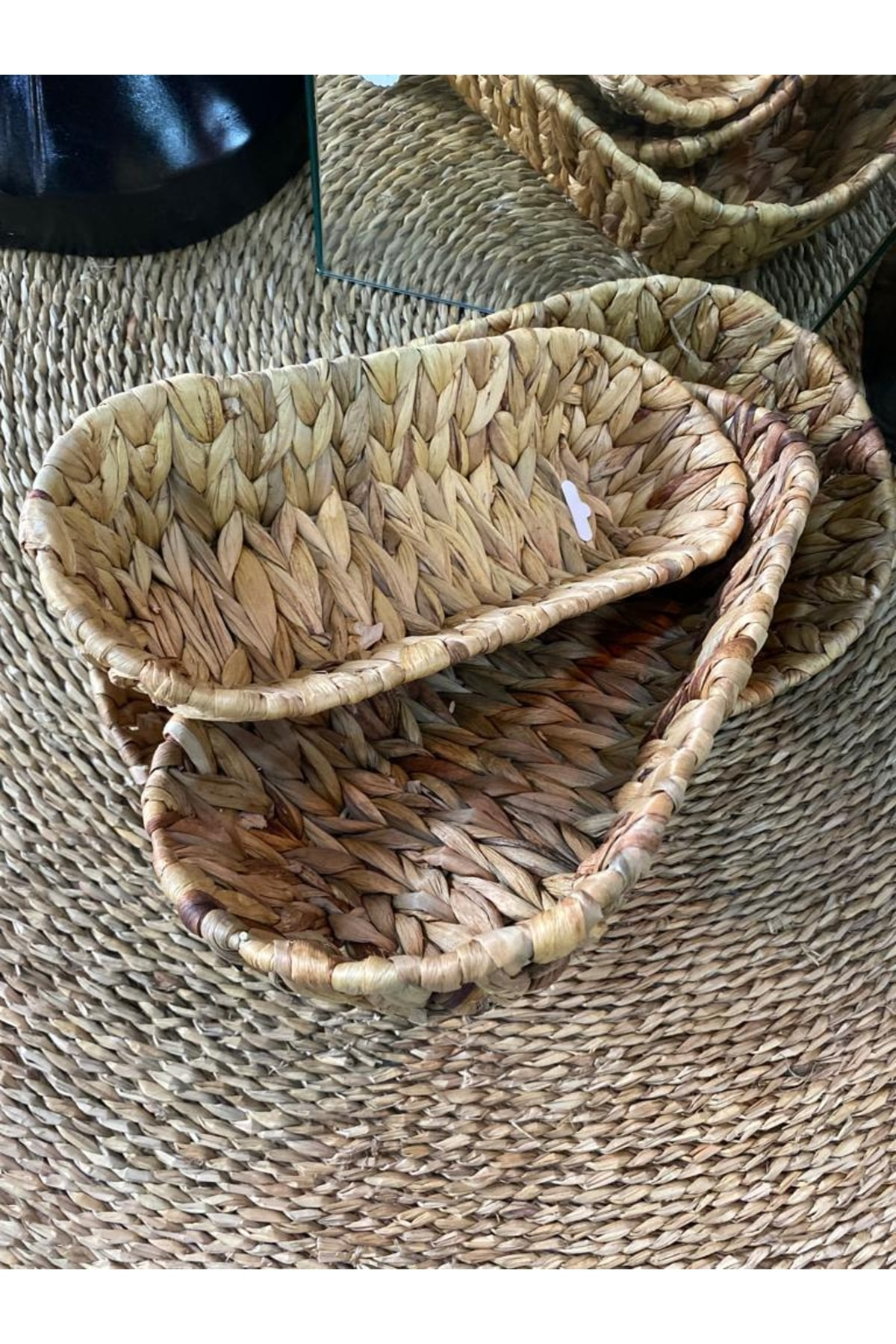 Elif Aksesuar Hasir Oval 3 Lü Sepet