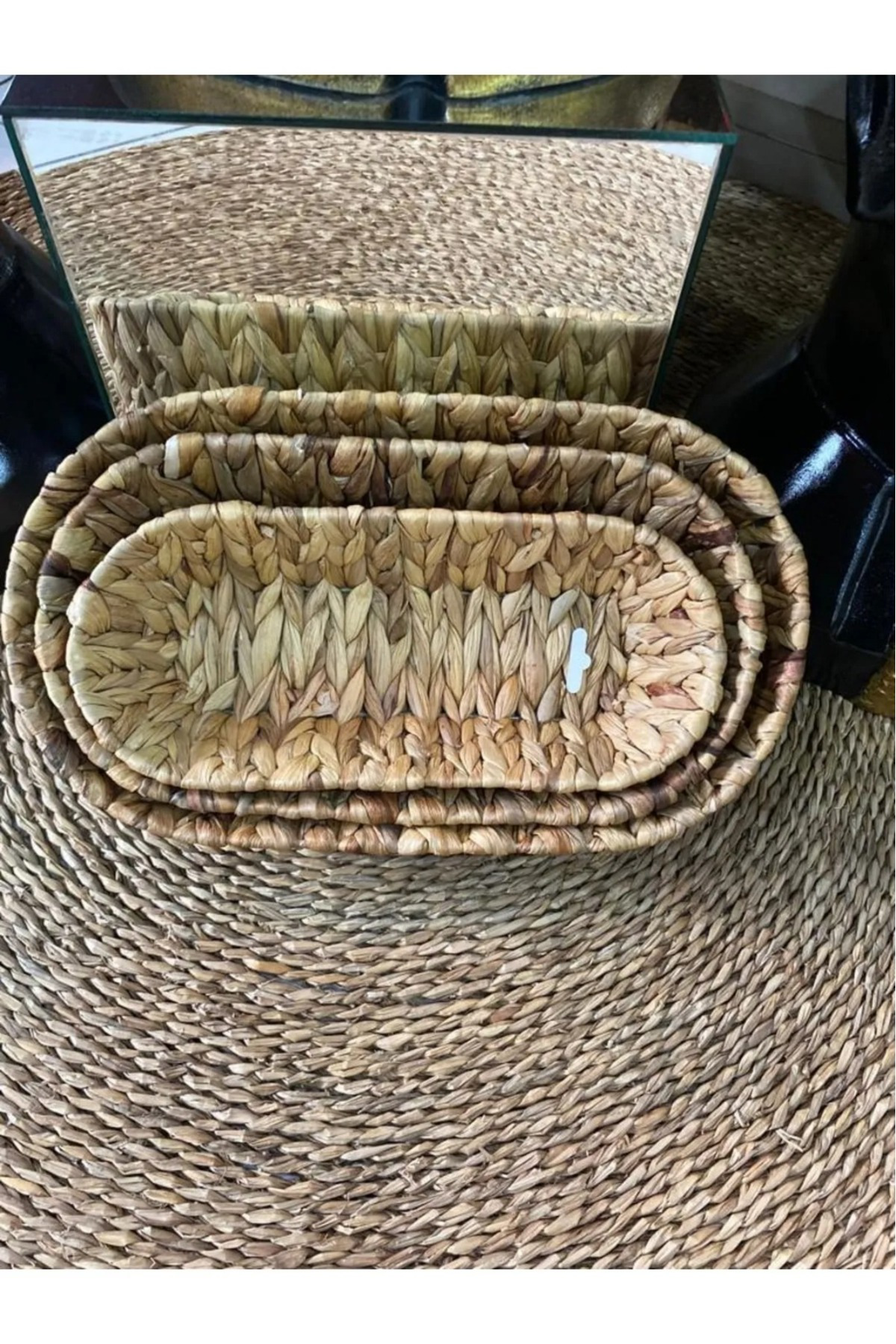 Hasır Oval 3 Lü Sepet