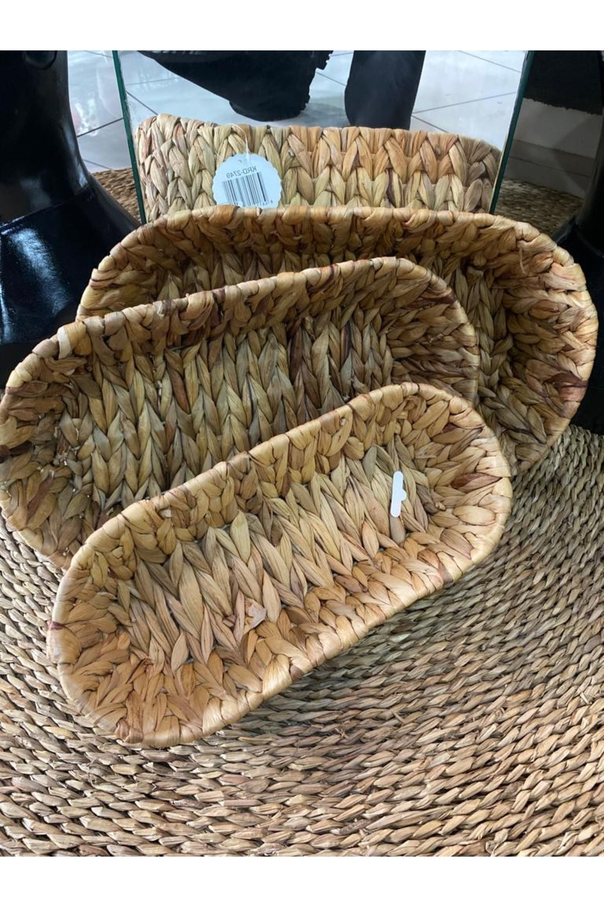 Elif Aksesuar Hasir Oval 3 Lü Sepet