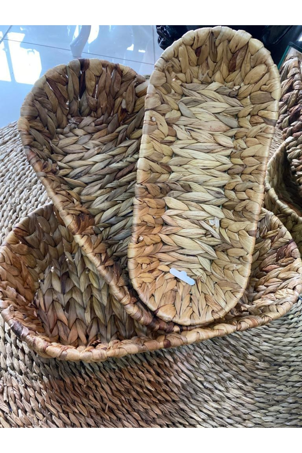 Elif Aksesuar Hasir Oval 3 Lü Sepet