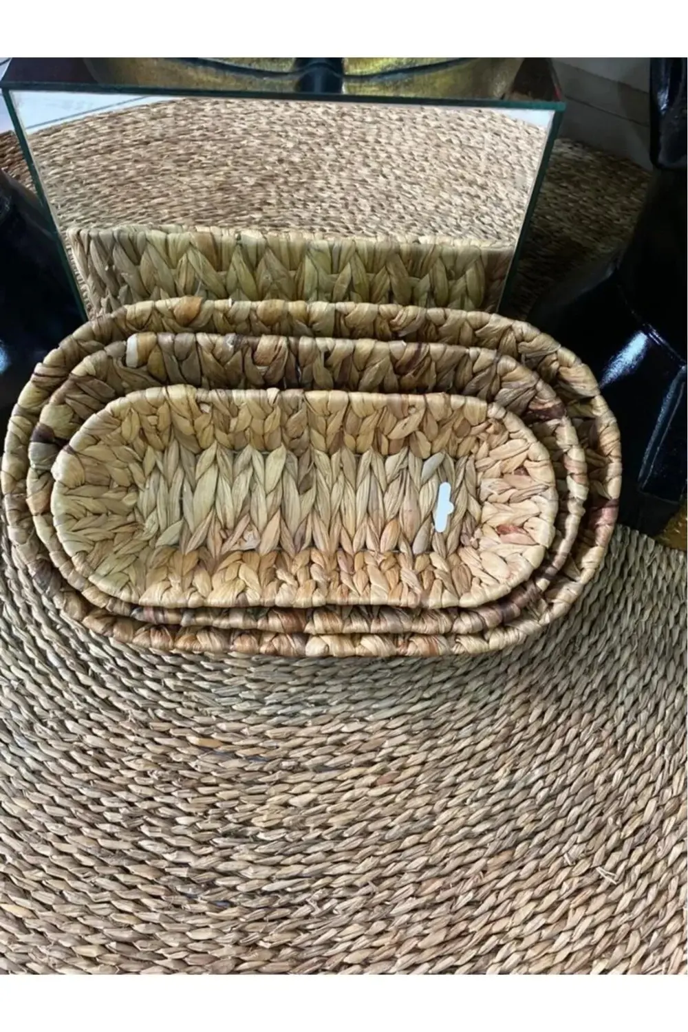 Hasır Oval 3 Lü Sepet