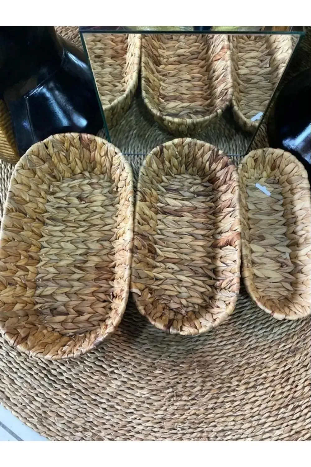 Hasır Oval 3 Lü Sepet