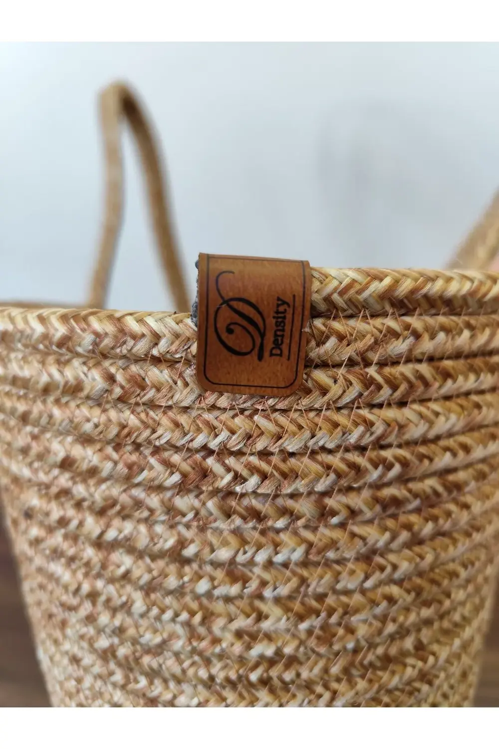 Hasır plaj çantası tres iple dikilmiş el yapımı kol çantası