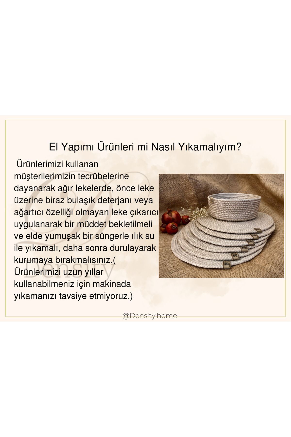 Density Hasir Sepet - Ekmeklik - Organizer 3 Lü, El Yapimi, Bej Renk