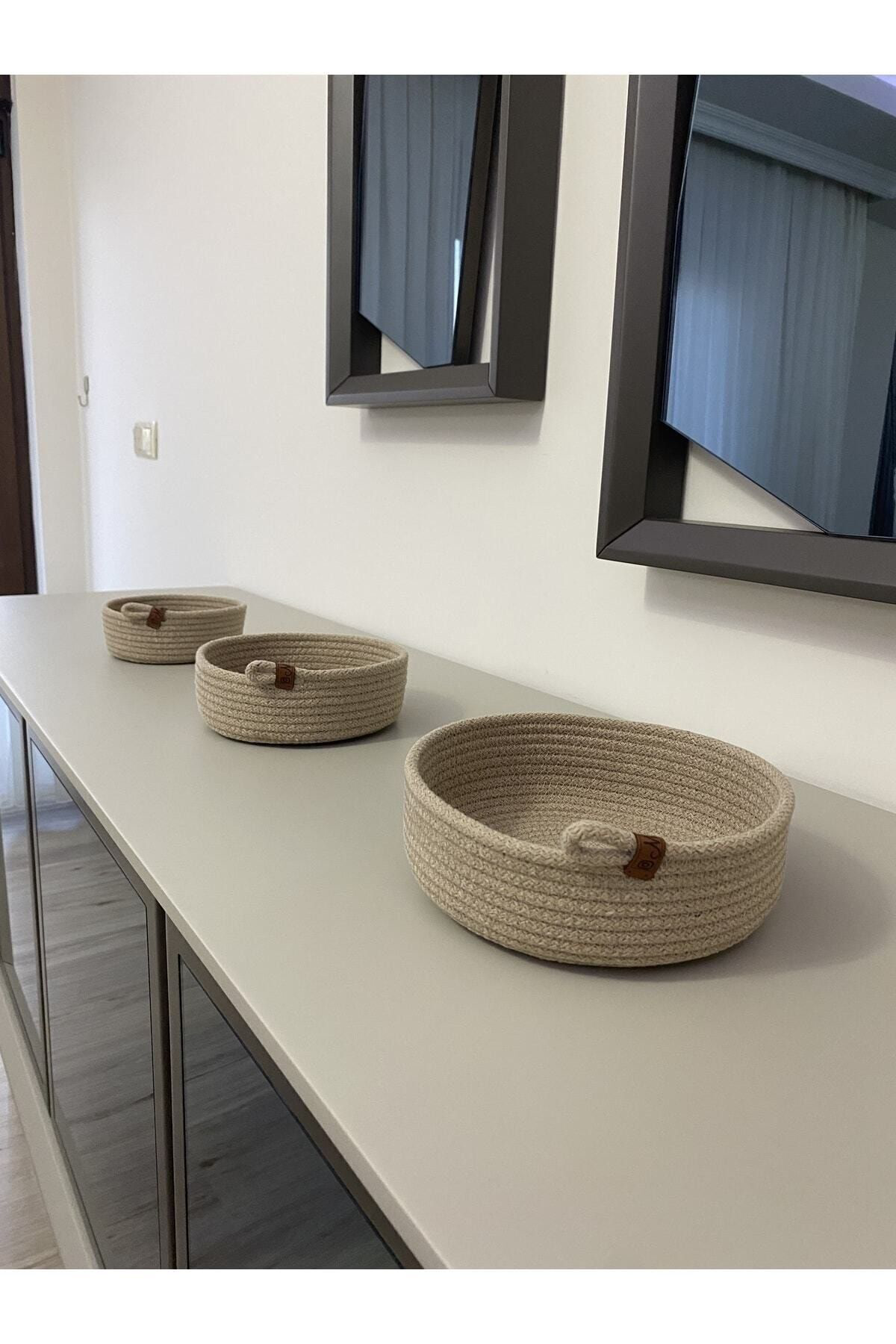 Tzr Group Hasir Sepet Takimi - 3'Lü Çok Amaçli Düzenleyici Set - El Yapimi