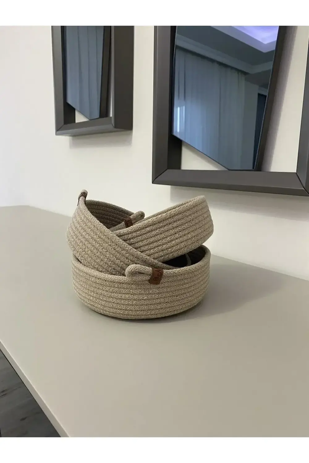 Hasır Sepet Takımı - 3'lü Çok Amaçlı Düzenleyici Set - El Yapımı