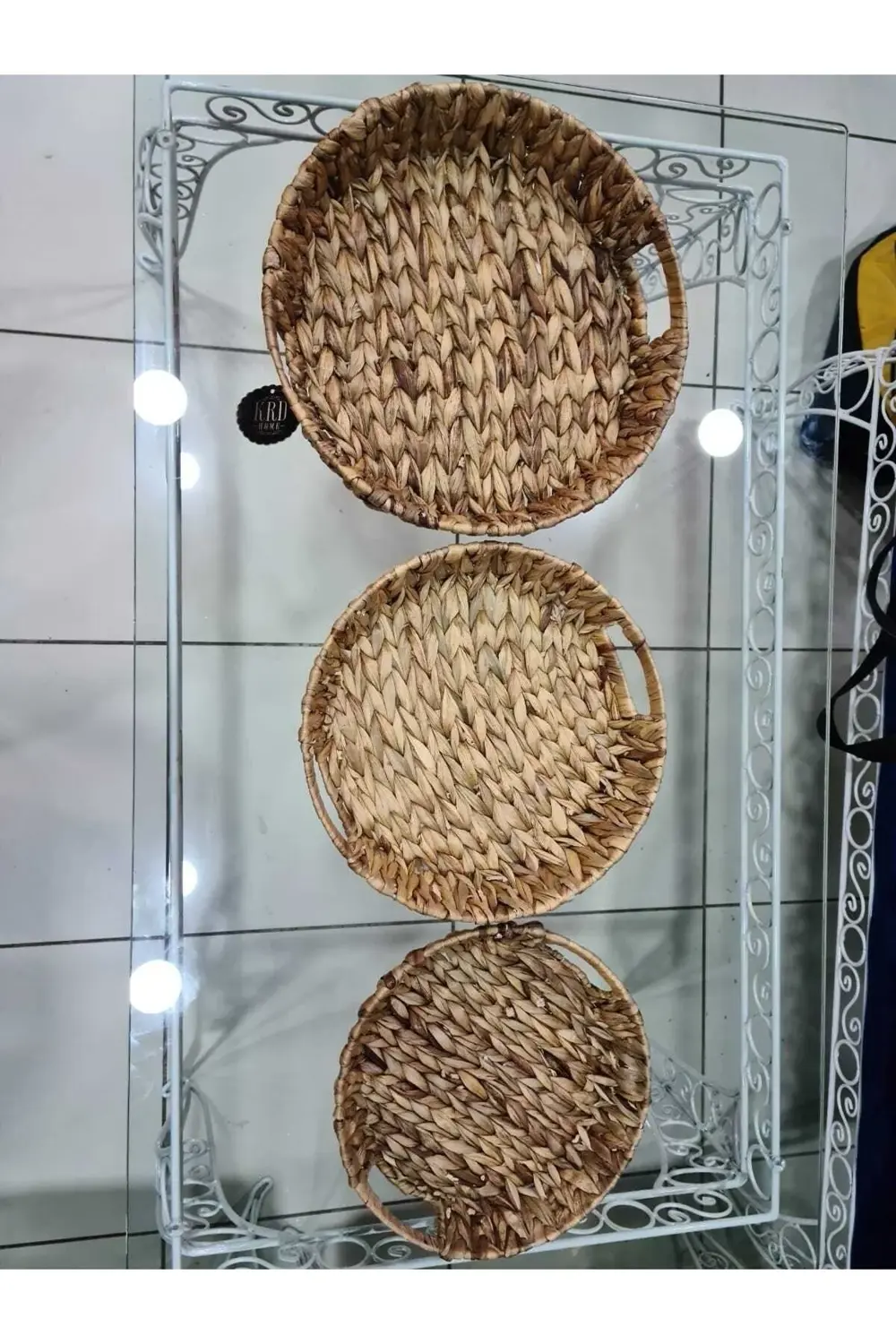 Hasır Yuvarlak 3'lü Tepsi