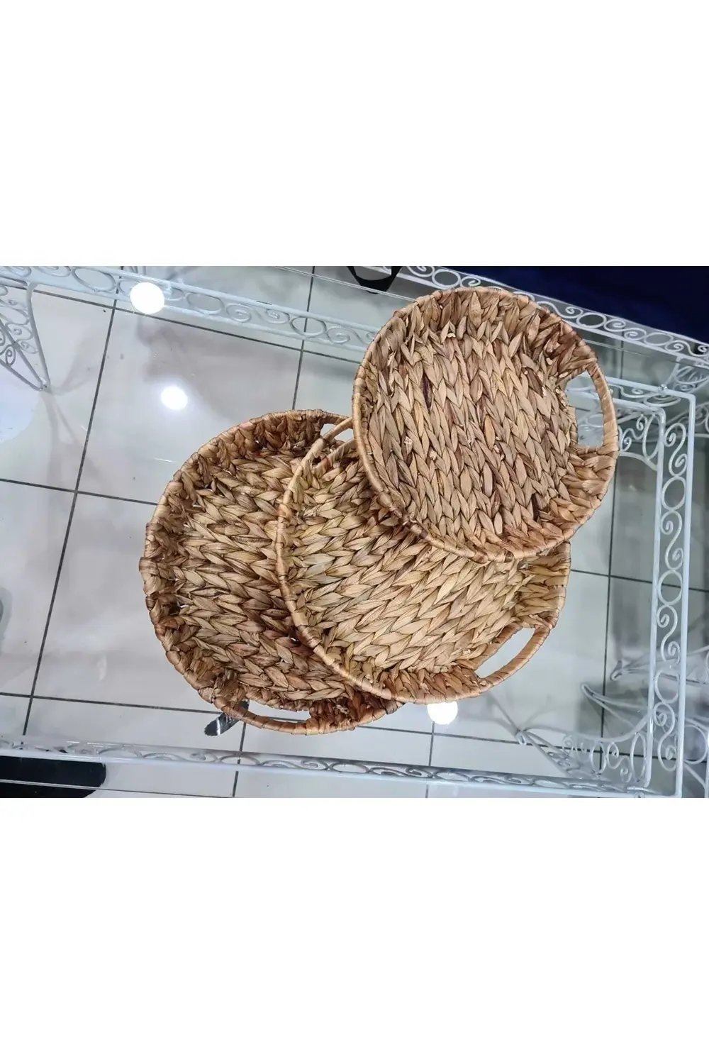 Hasır Yuvarlak 3'lü Tepsi