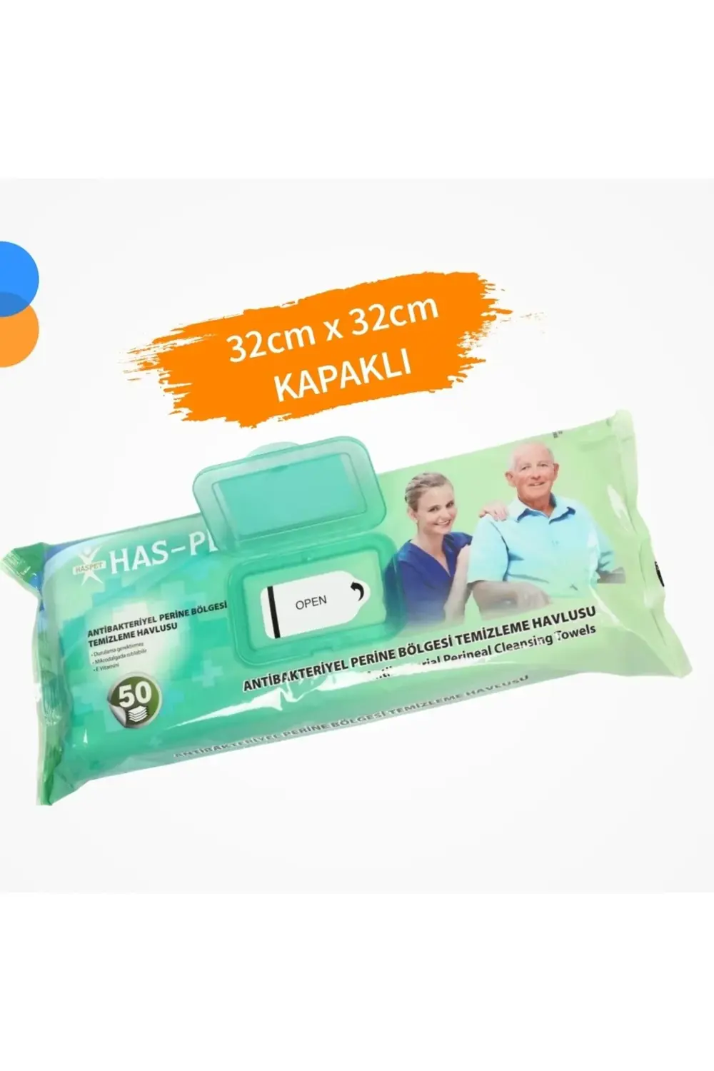 Haspet Antibakteriyel Vücut Temizleme Havlusu 50'li Paket Kapaklı