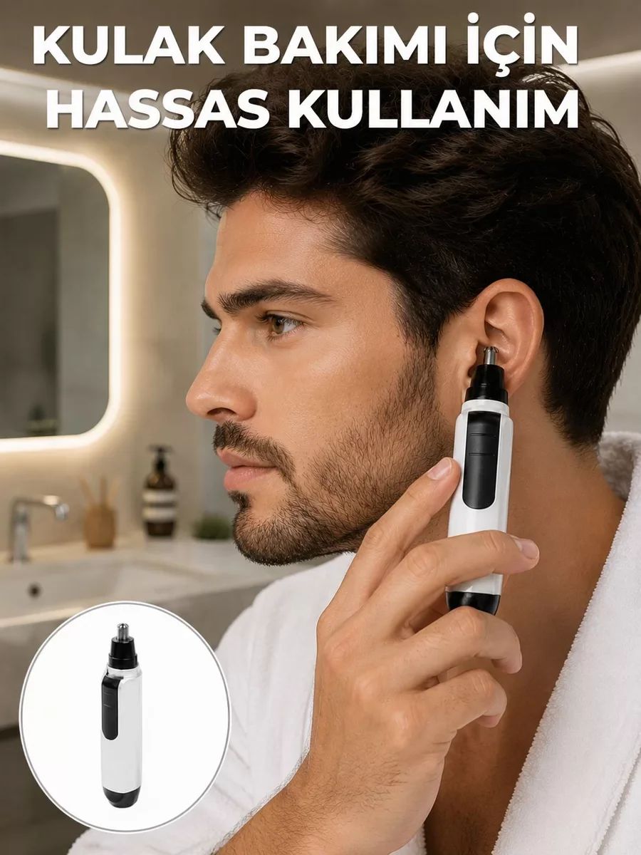 Hassas 3D Bıçaklı Kulak ve Burun Tıraş Makinesi - Yeni Nesil Bademciği Tıraş Edici