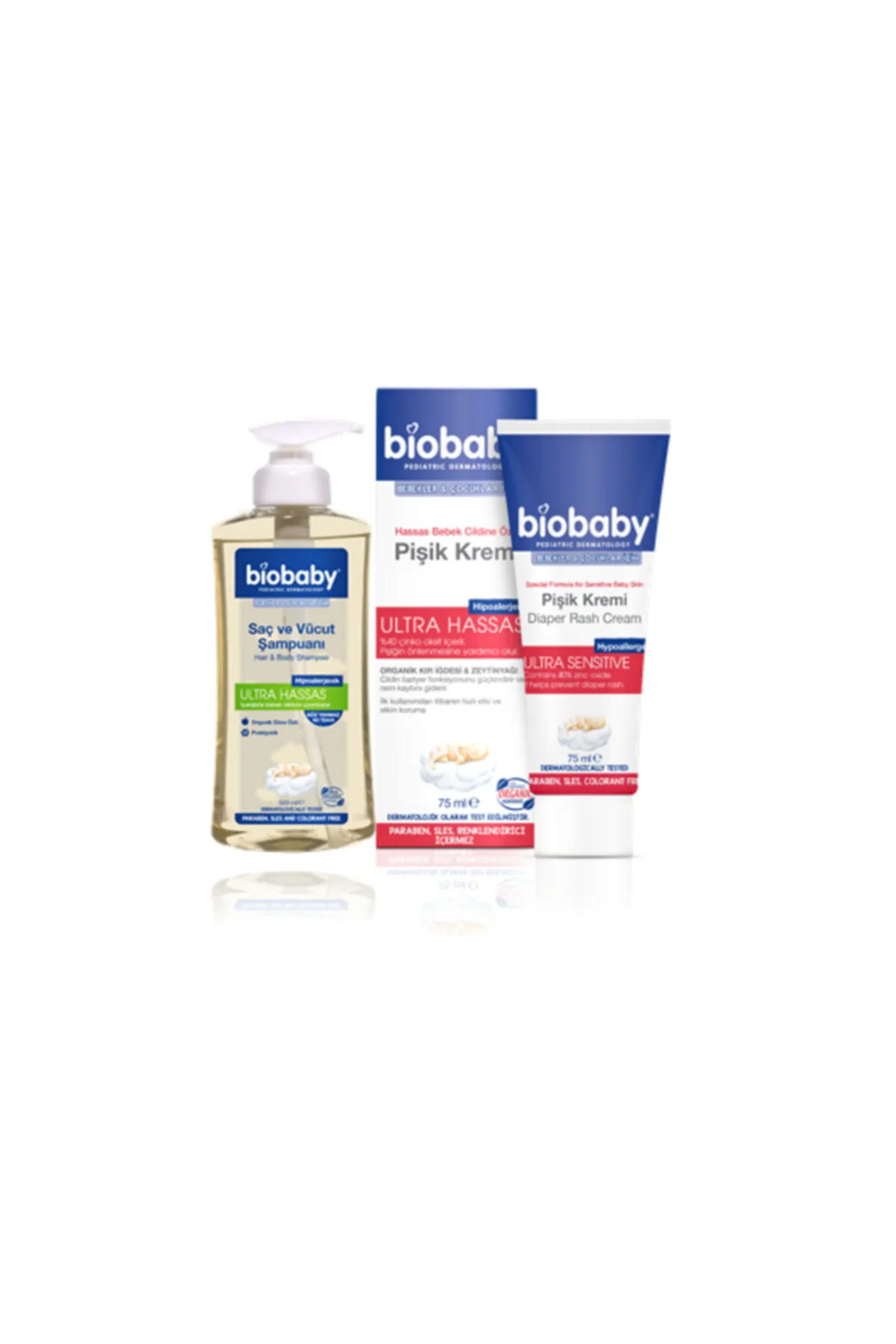 Hassas Bebek Cildine Özel Pişik Kremi 75-ml + Bıobaby Saç Ve Vücut Şampuanı 500 ml Set Hassas Bebek Cildine Özel Pişik Kremi 75-ml + Bıobaby Saç Ve Vücut Şampuanı 500 ml Set