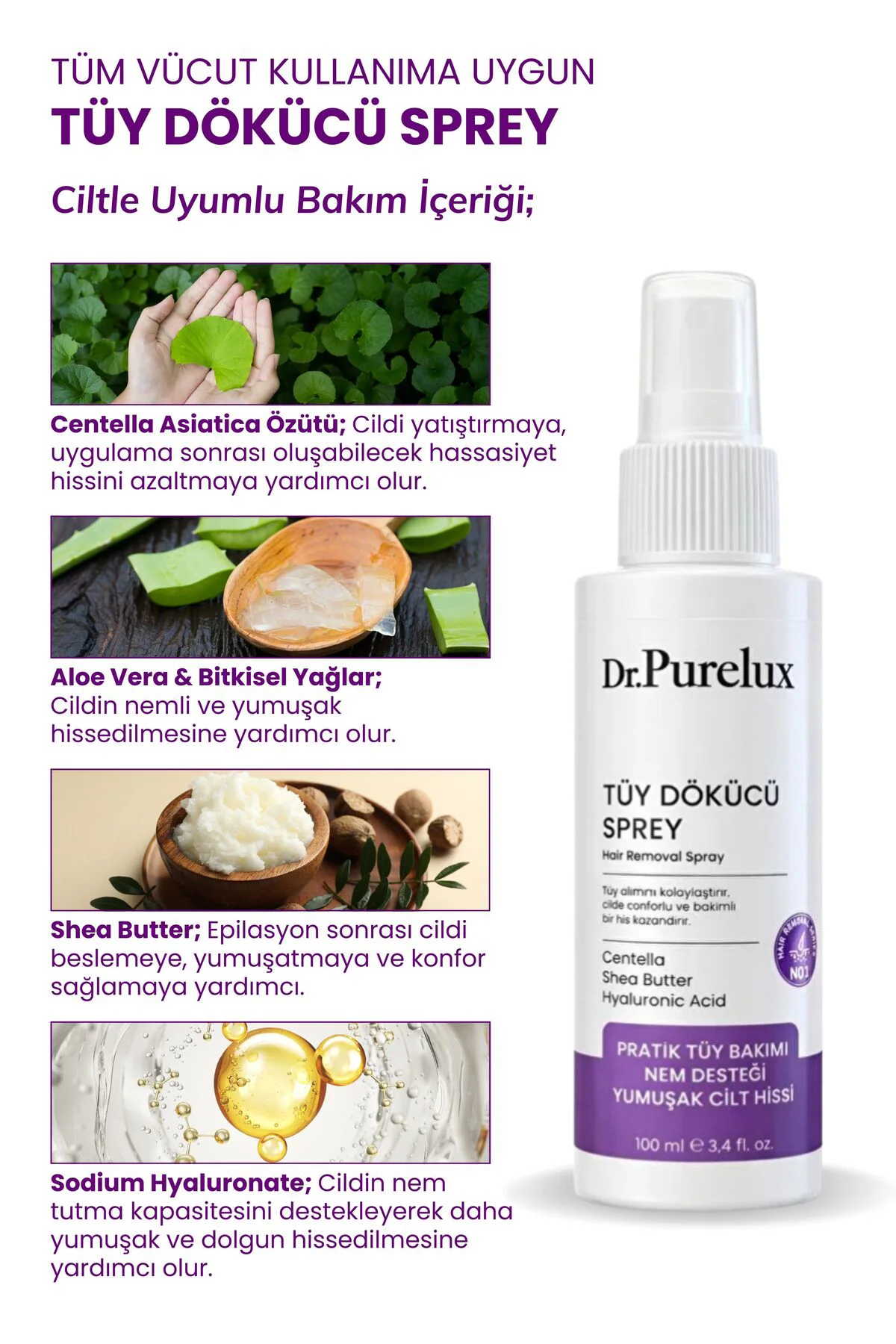 Hassas Ciltlere Uygun Tüy Dökücü Sprey – Pürüzsüz ve Yumuşak Cilt