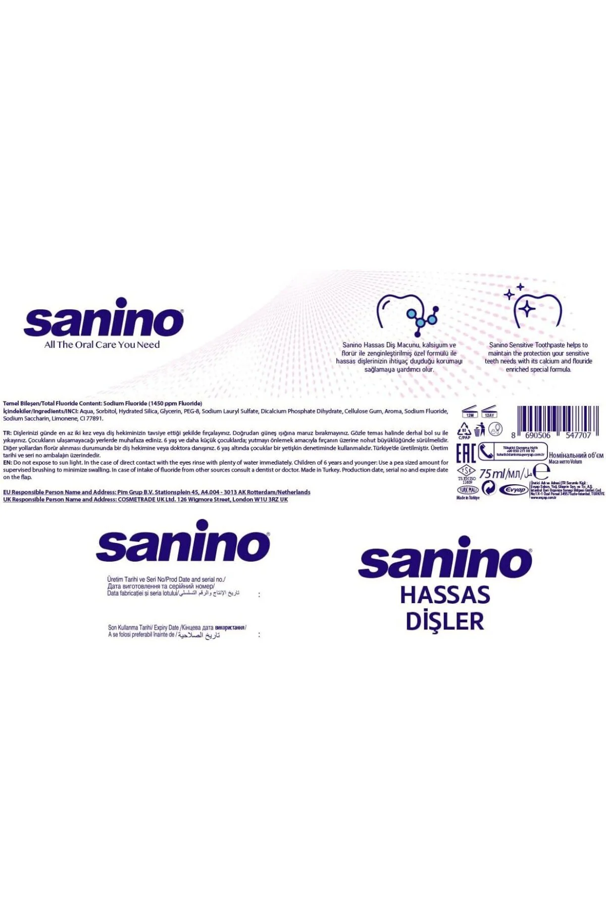 Hassas Dişler Diş Macunu 6X75 Ml