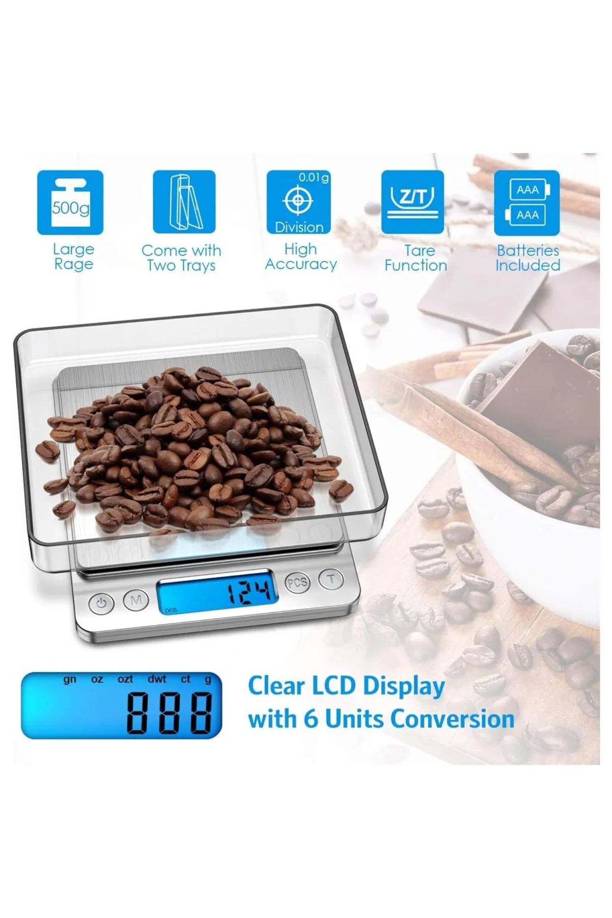 Hassas Kuyumcu Terazi, 500 gr - 0.01 gr Geniş Ölçü Aralığı, LCD E