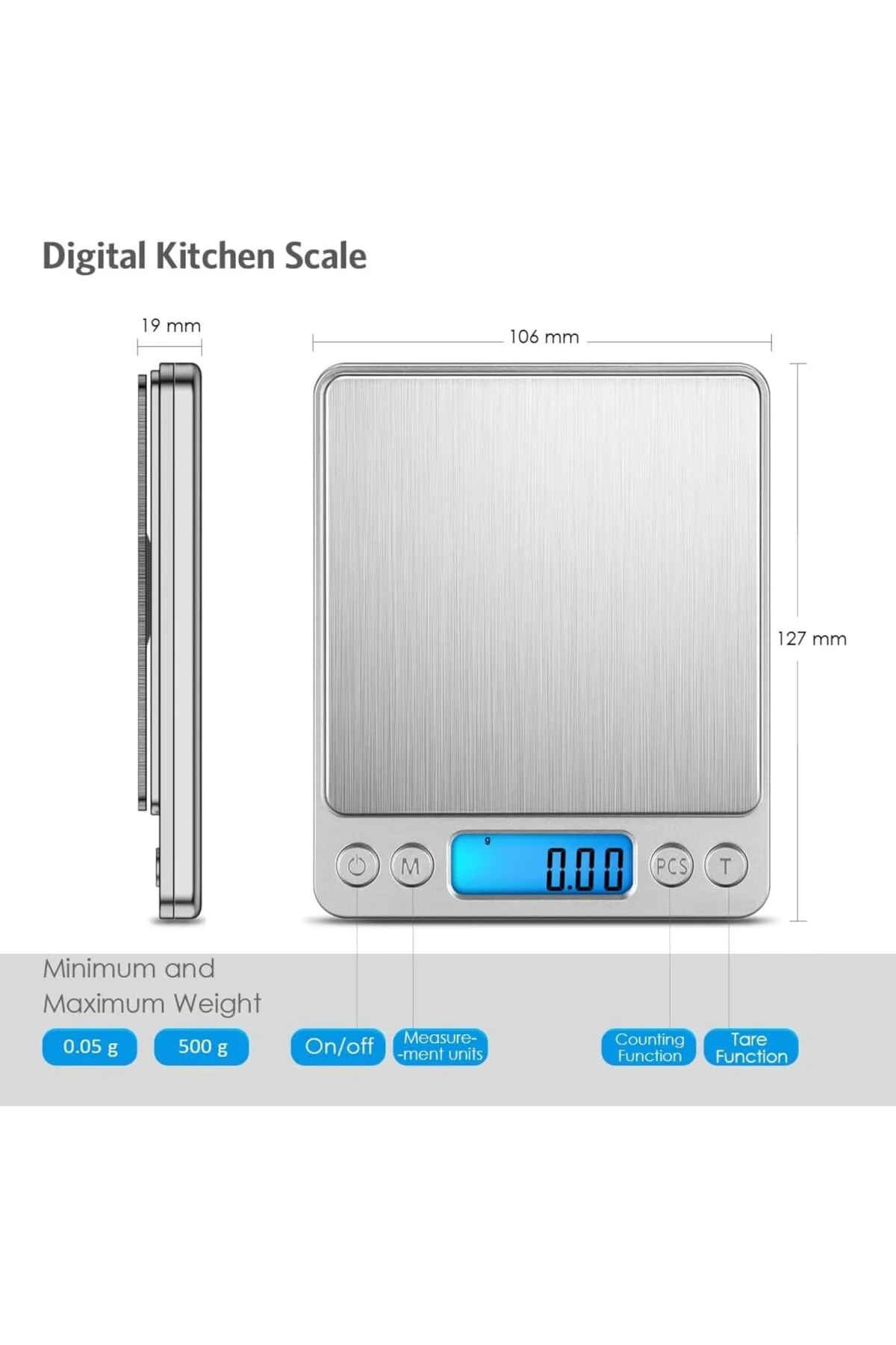 Hassas Kuyumcu Terazi, 500 gr - 0.01 gr Geniş Ölçü Aralığı, LCD E