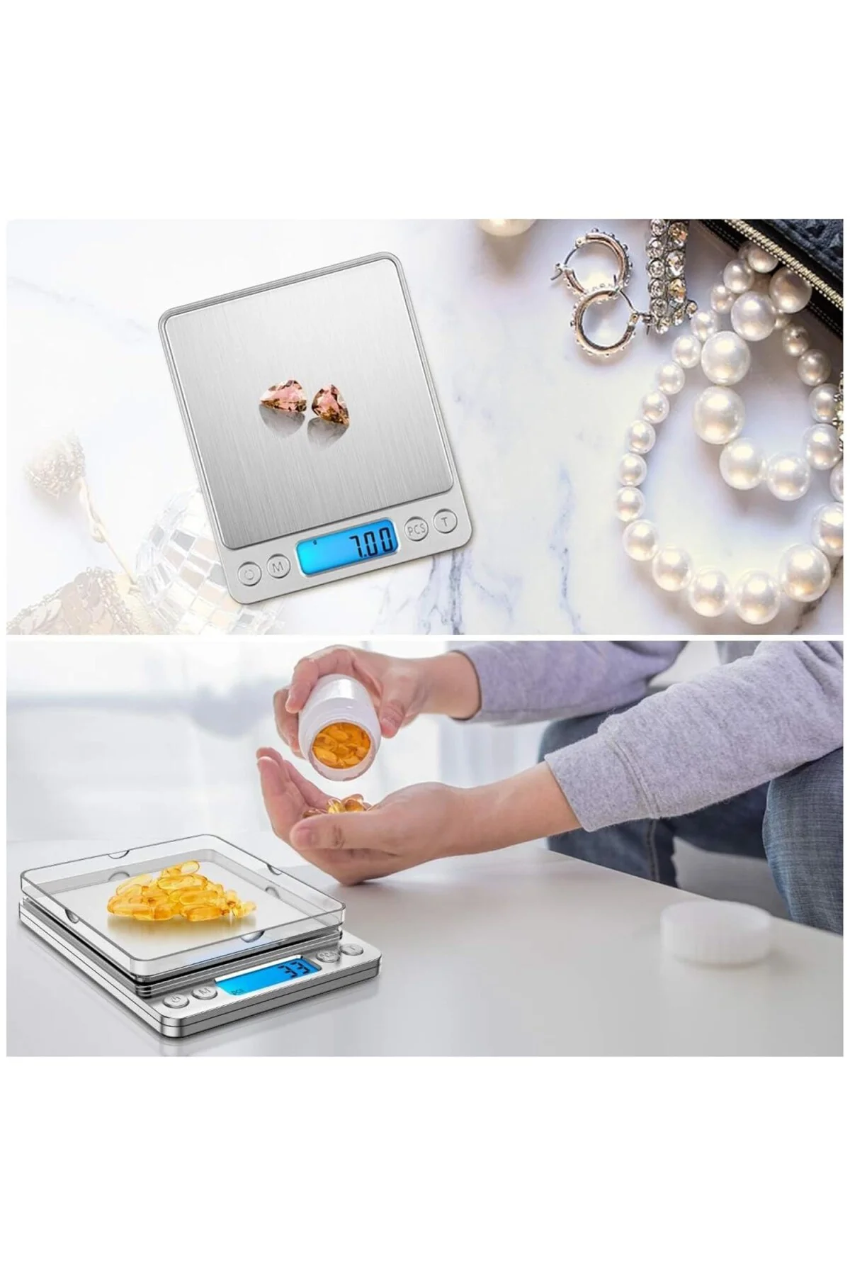 Hassas Kuyumcu Terazi, 500 gr - 0.01 gr Geniş Ölçü Aralığı, LCD E