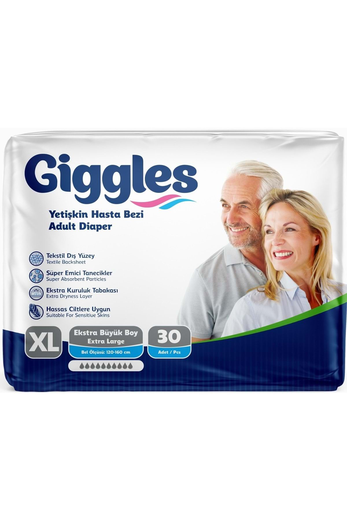 Giggles Hasta Bezi Yetişkin Bel Bantlı Tekstil Yüzey Ekstra Büyük (Xl) 12