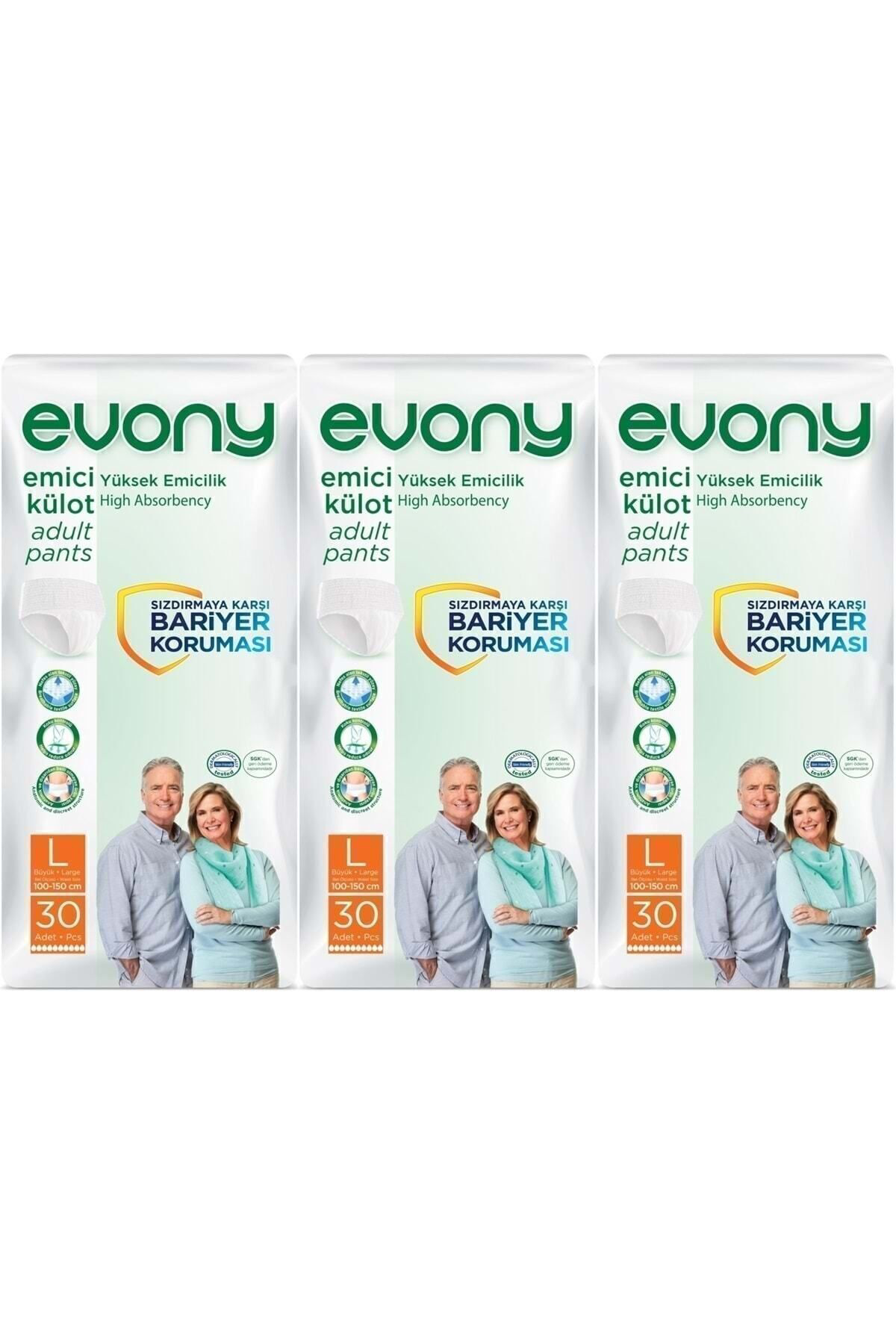 Evony Hasta Bezi Yetişkin Emici Külot L-Büyük Boy 90 Adet (3Pk*30)