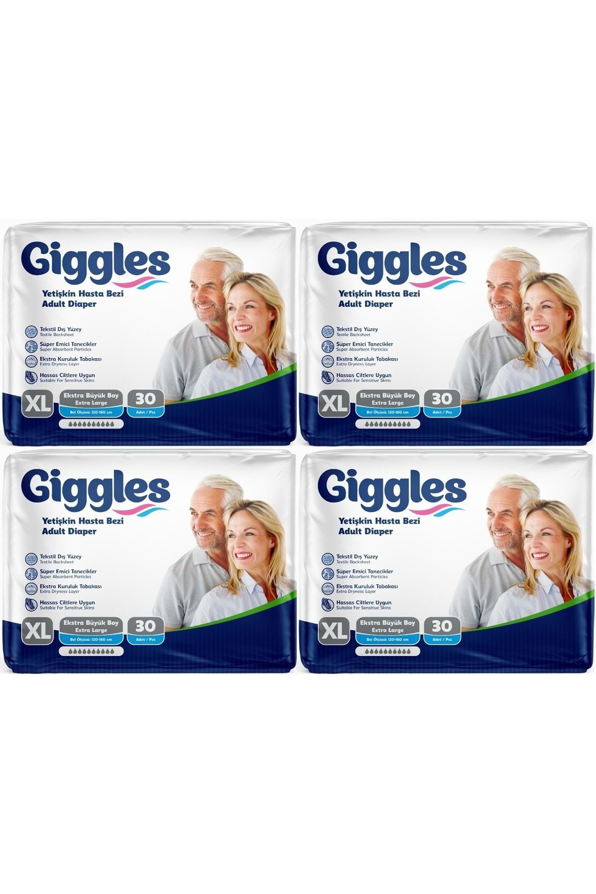 Giggles Hasta Bezi Yetişkin Bel Bantlı Tekstil Yüzey Ekstra Büyük (Xl) 12