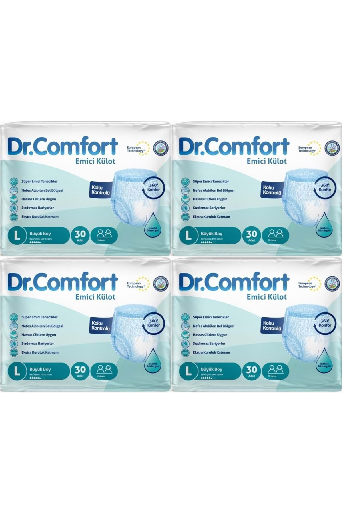 Dr.Comfort Hasta Bezi Yetişkin Emici Külot L-Büyük 120 Adet (4Pk*30)