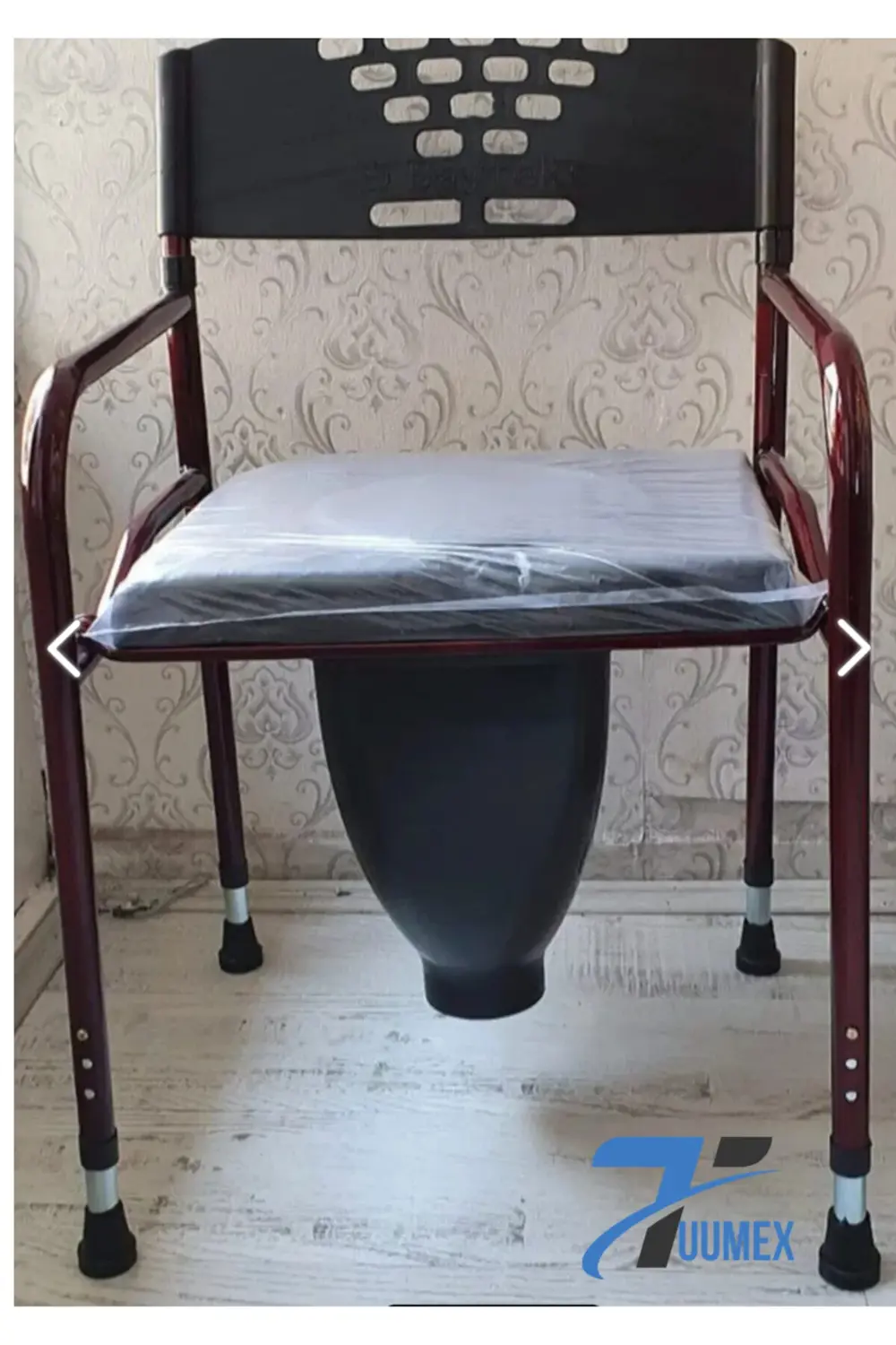 Hasta Sandalyesi Deri Döşemeli Klozet Plastik Hunili Direk Wc Ala