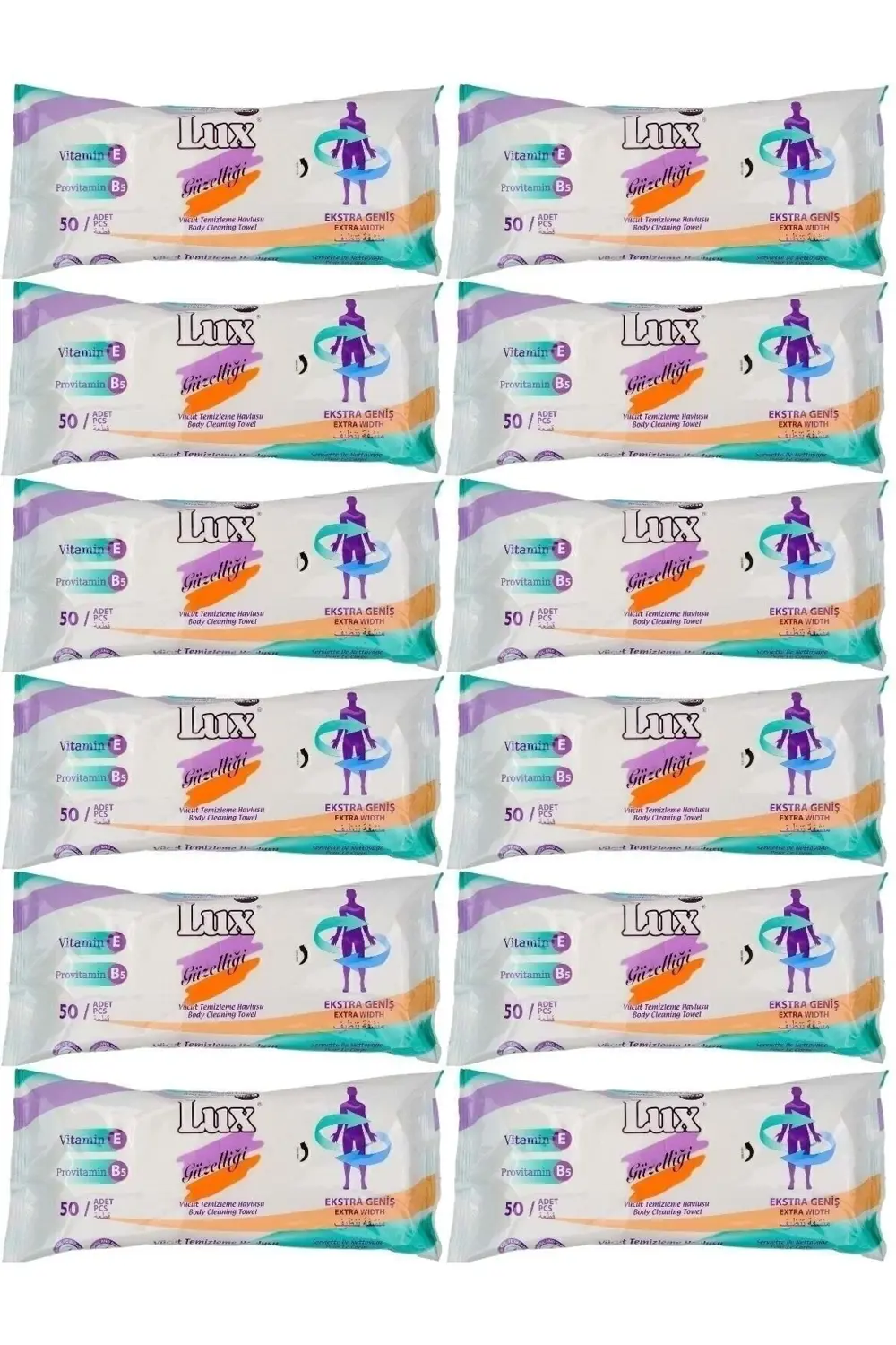 Hasta Vücut Temizleme Islak Mendil Havlu 50 Yaprak Xl (12 Li Set)