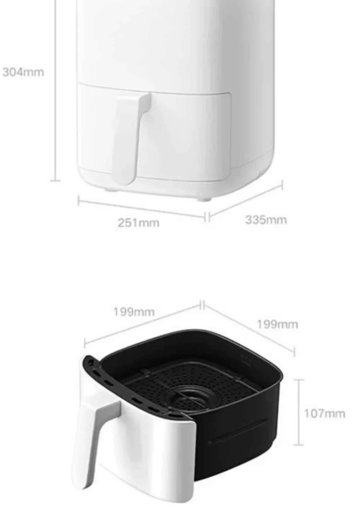 Hava Fritözü 4l Airfryer Pratik Uzun Ömürlü Yağsız Pişirme Taşına