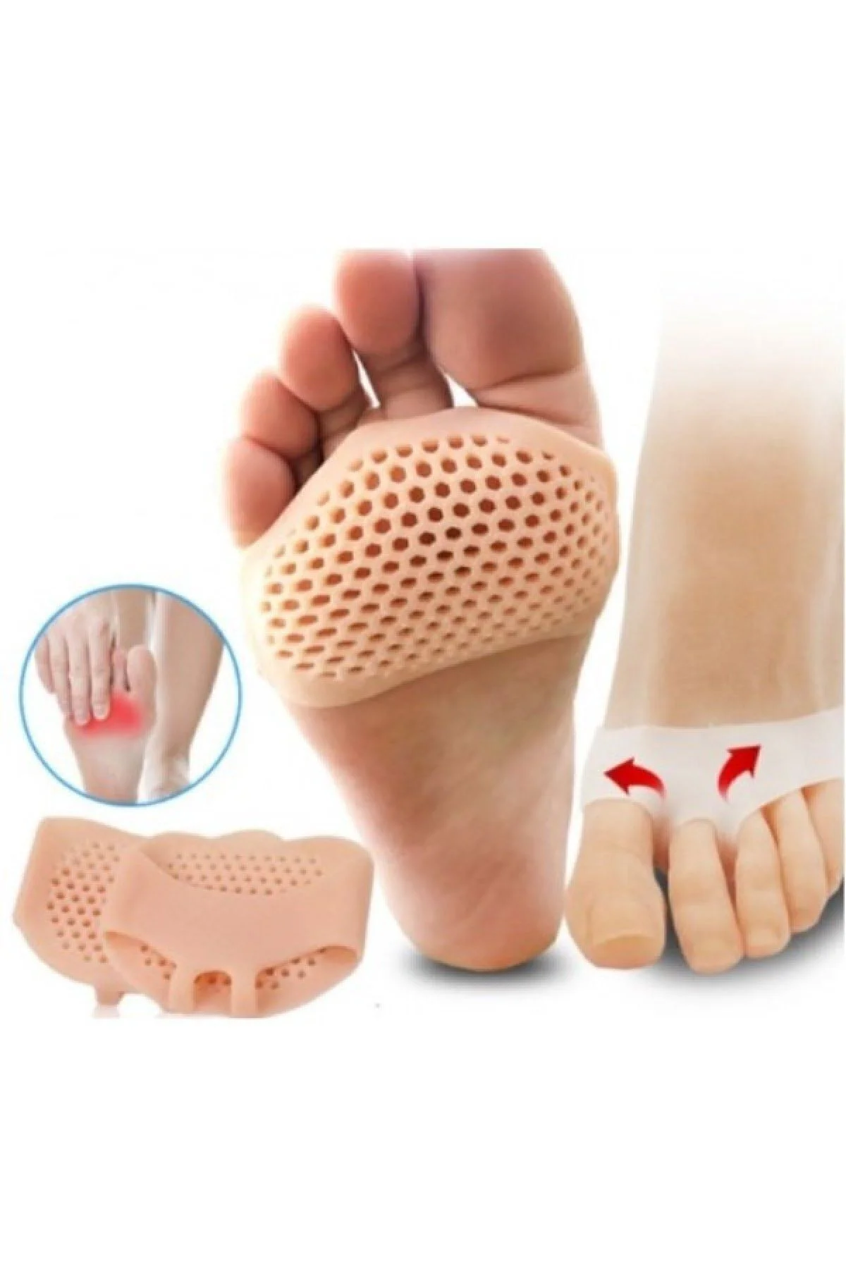 Hava Gözenekli Metatarsal Ped Bunyon Parmak Arası Silikon Orta Parmağa Metatarsal
