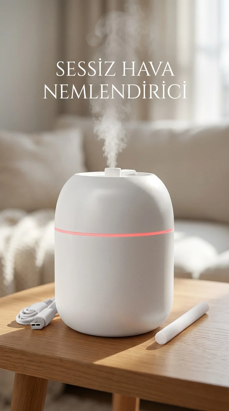 Hava Nemlendirici 220ml Buhar Makinesi, Çocuk Odası ve Ofis kullanımına uygun, Sessiz ve Hafif cihaz