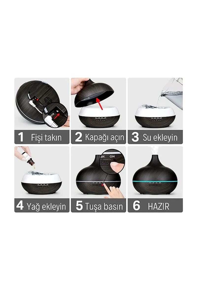 Hava Nemlendirici 550ml 7 Renk Led Aromatik Difüzör | Kahve Kokulu Oda Buhar Makinesi Fiyatı, Yorumları ve Özellikleri