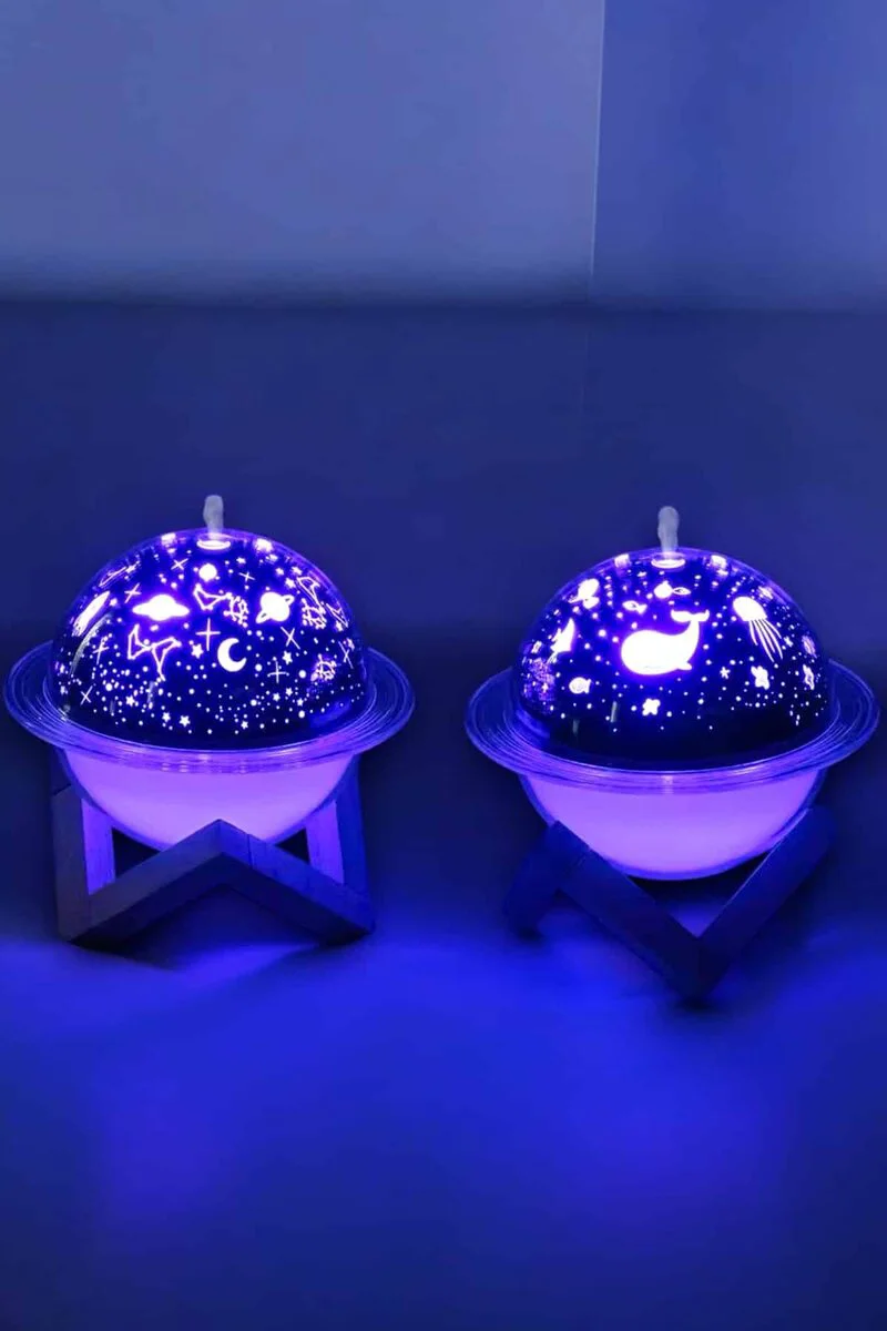 Hava Nemlendirici & Projeksiyon Görünümlü Aromaterapi - USB Bağlantılı Dekoratif Gece Lambası