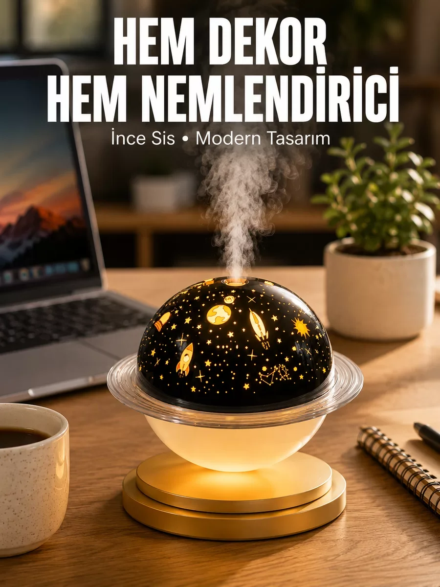 Hava Nemlendirici & Renk Değiştiren Yıldızlı Projektör - Oda Kokusu