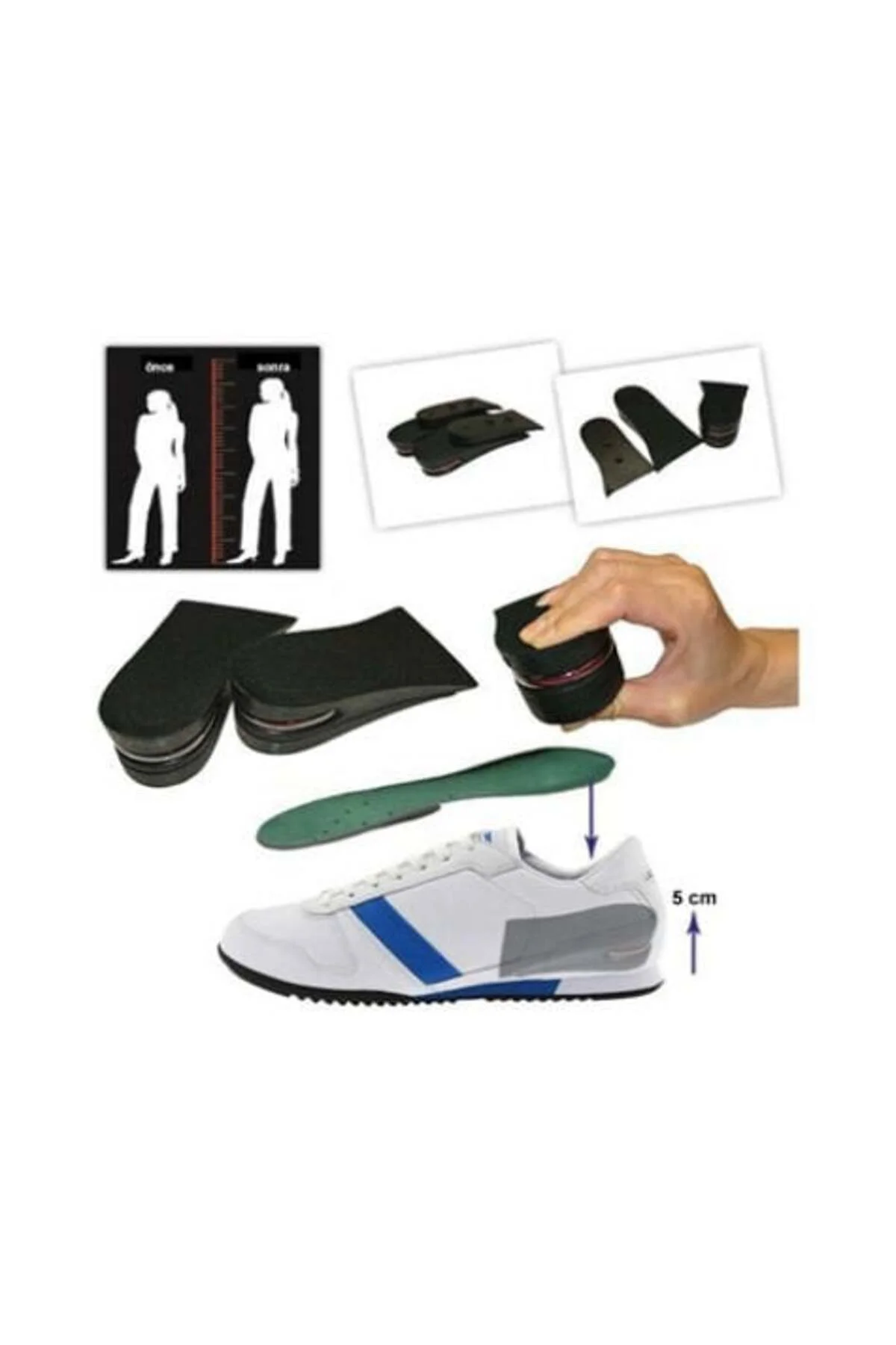 Hava Yastıklı Boy Uzatıcı Tabanlık (7 cm Daha Fazla Boy Uzunluğu)