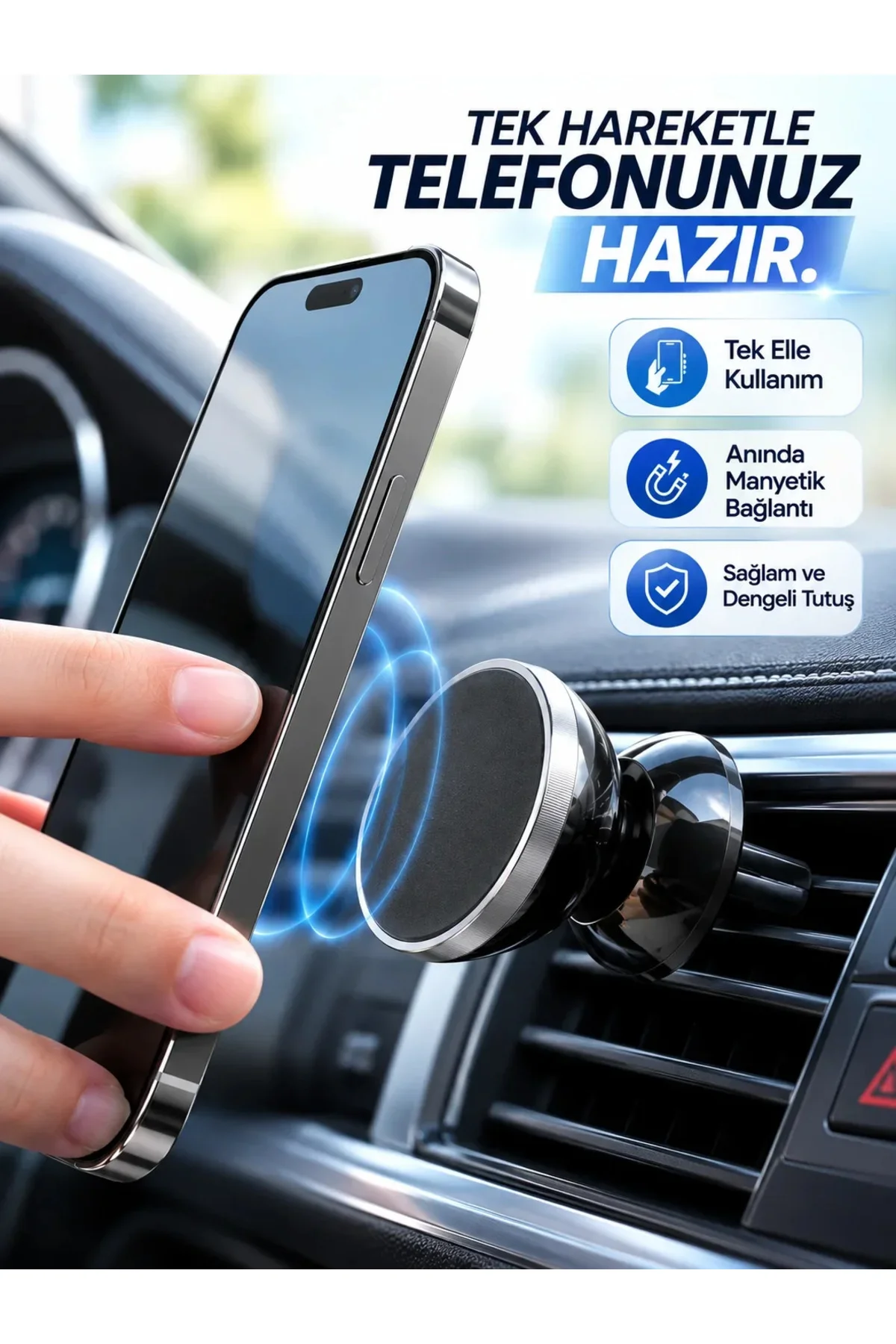 Havalandırma Izgarası İçin Manyetik Araç Telefon Tutucu
