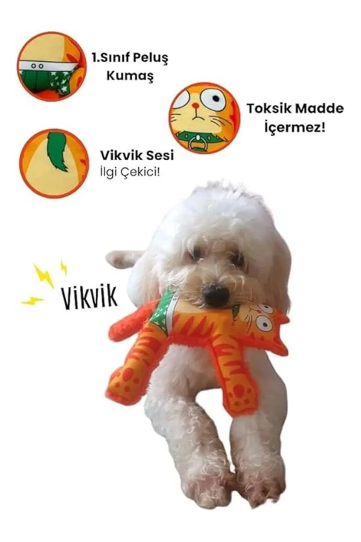 Havhav Mihav Sesli Köpek Oyuncağı Turuncu Renkli Kedi Şekilli Köp