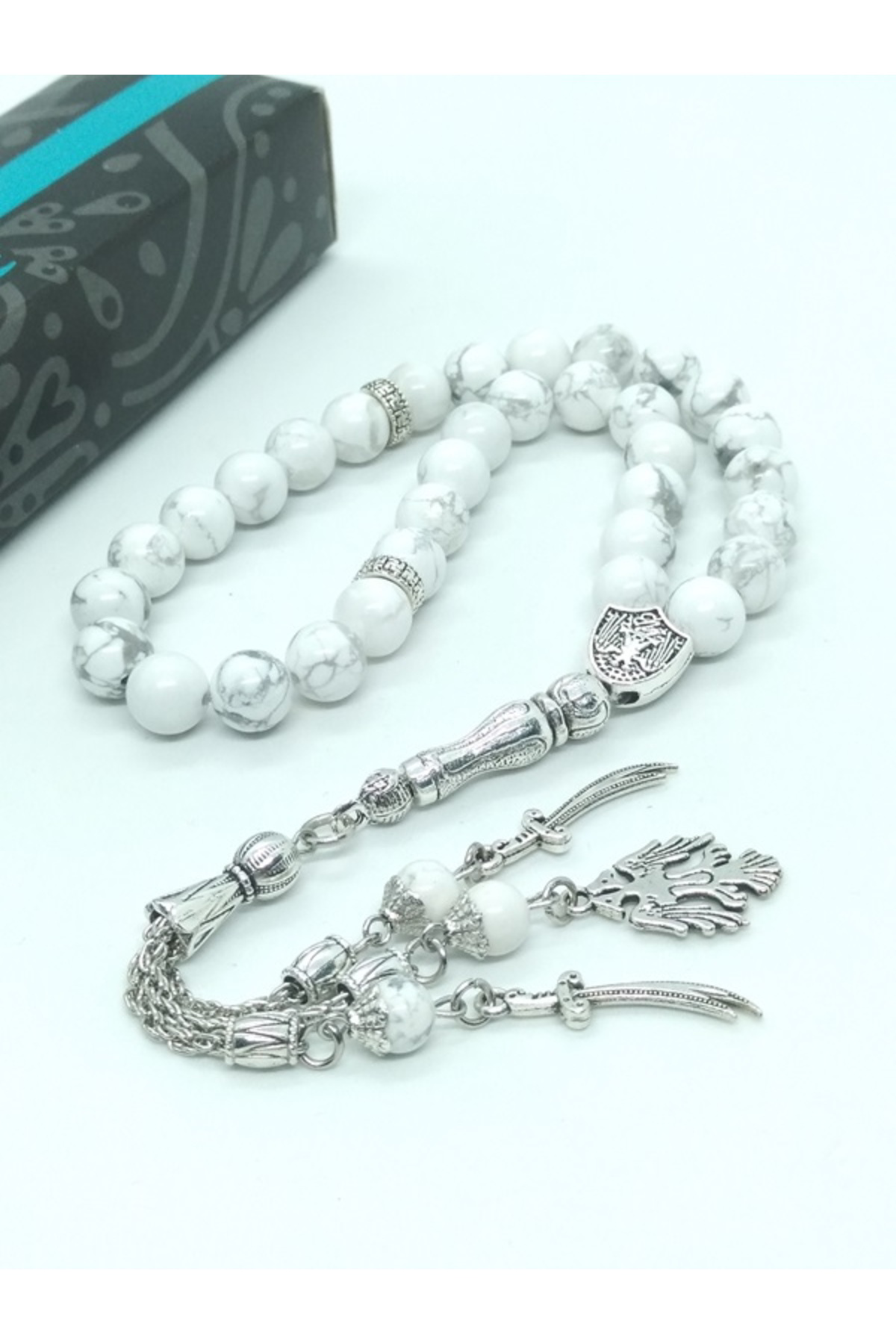 Taşlı İşler Havlit Doğal Taşlı Tespih, Selçuklu Kartalı Ve Zülfikar Figürlü..